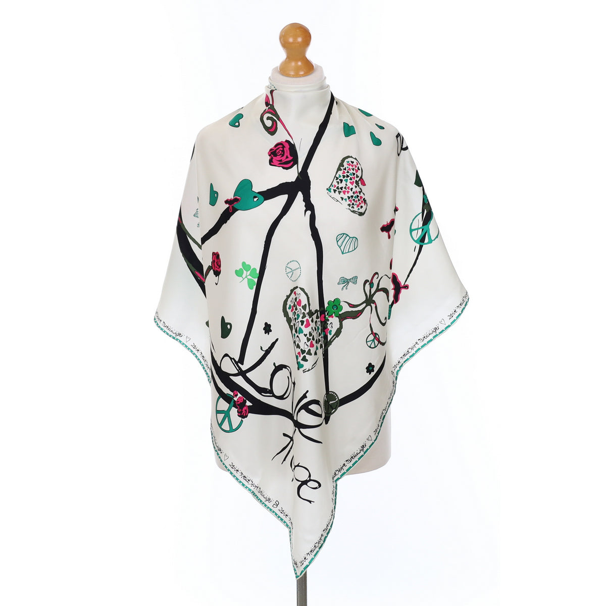 Breuninger Love Hope White Silk Scarf