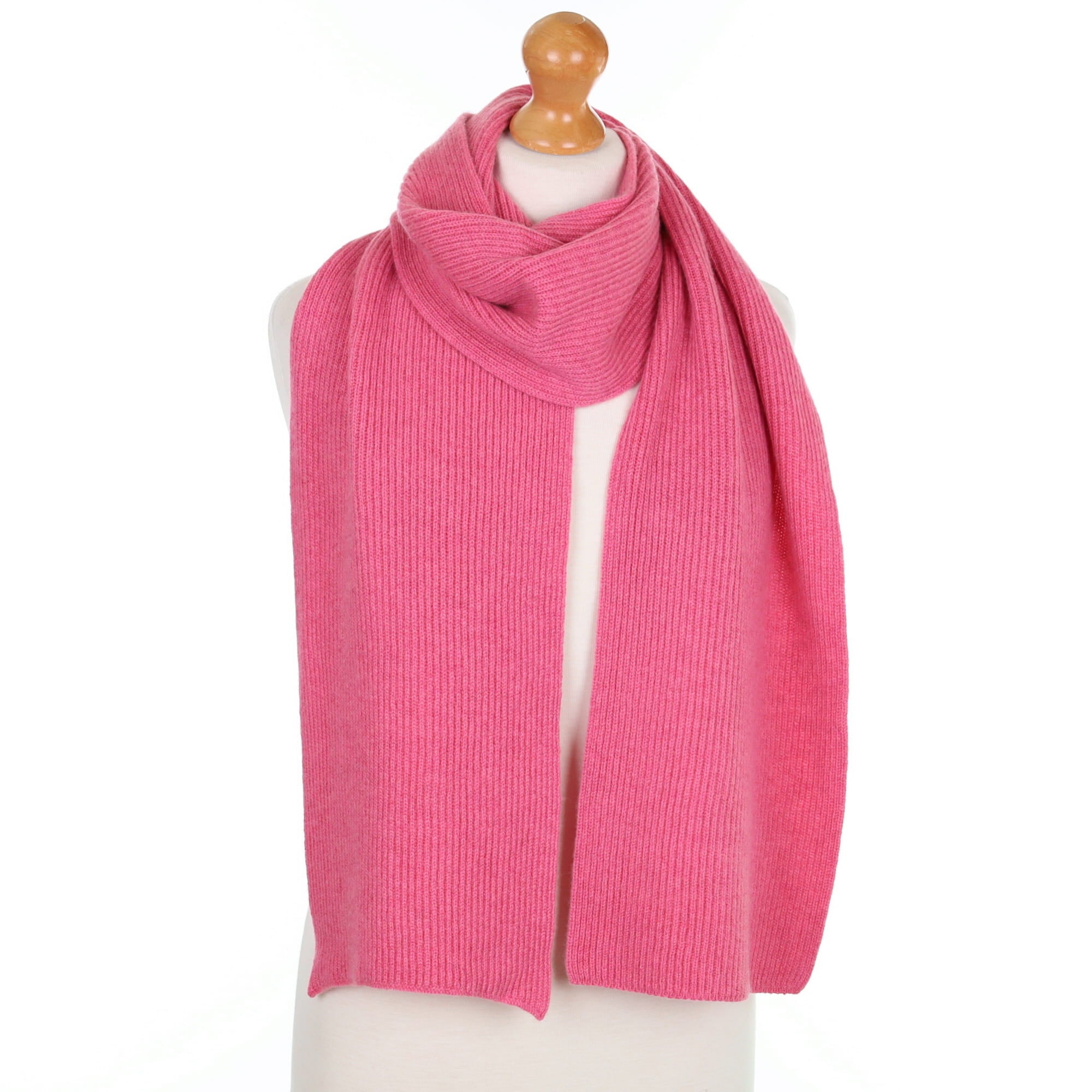 Brand New Scottish Loganberry Pink Rib Cashmere Scarf