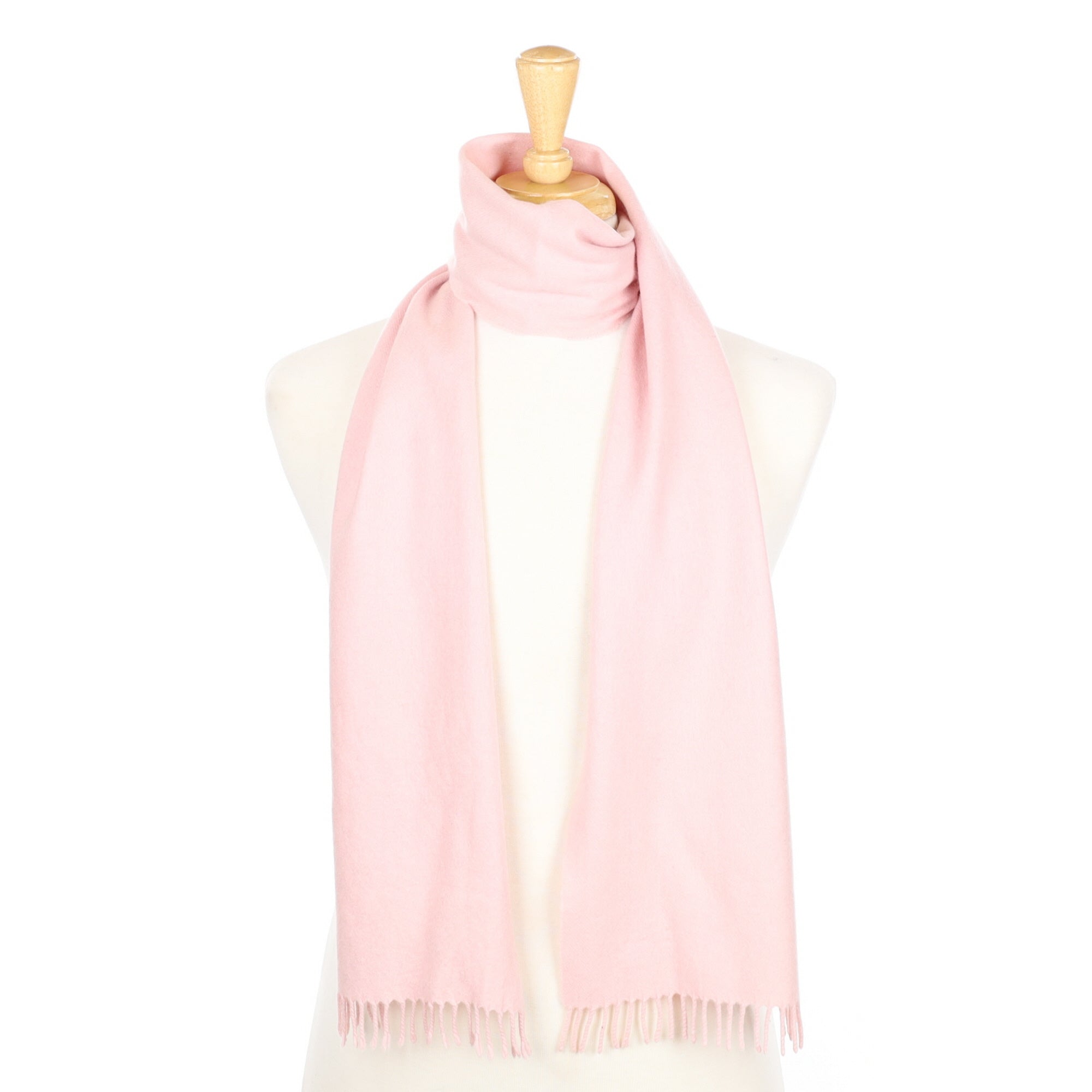 Johnstons Scottish Shell Pink Cashmere Fringed Woven Scarf