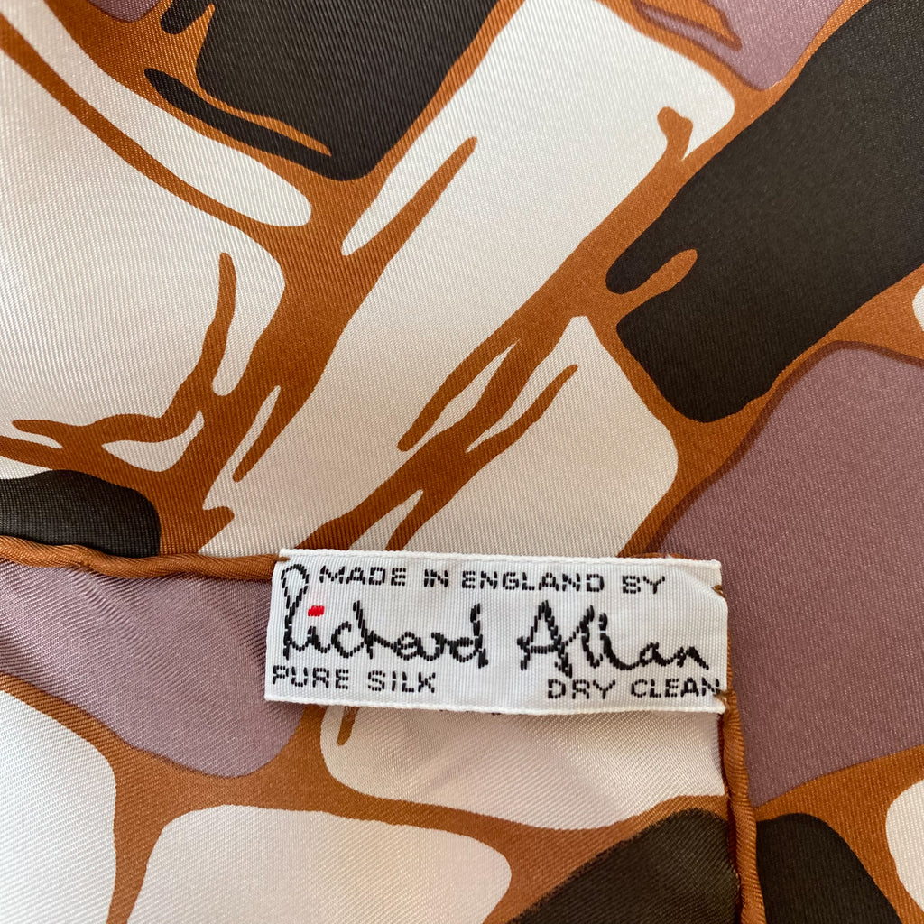 1970s Richard Allan Abstract Vintage Silk Scarf