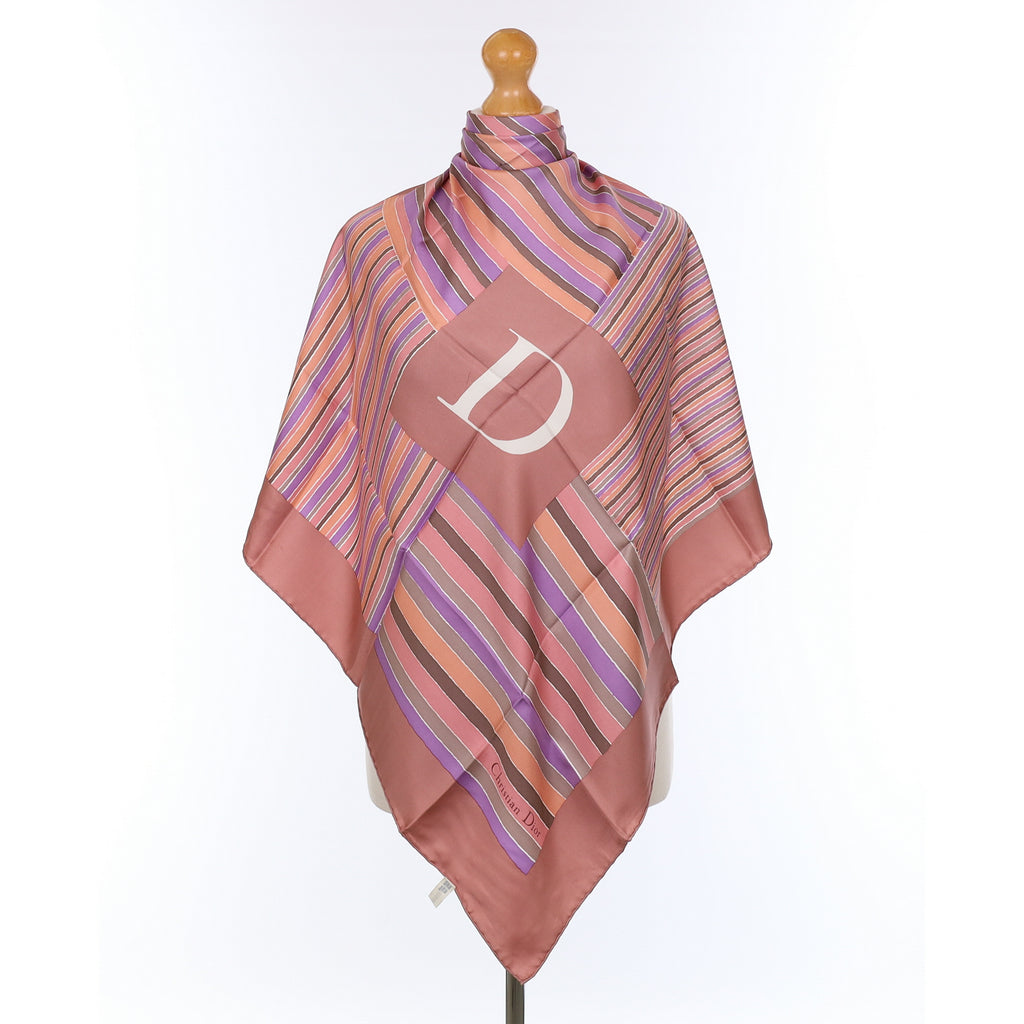 1980’s Boxed Christian Dior Pink Vintage Silk Scarf