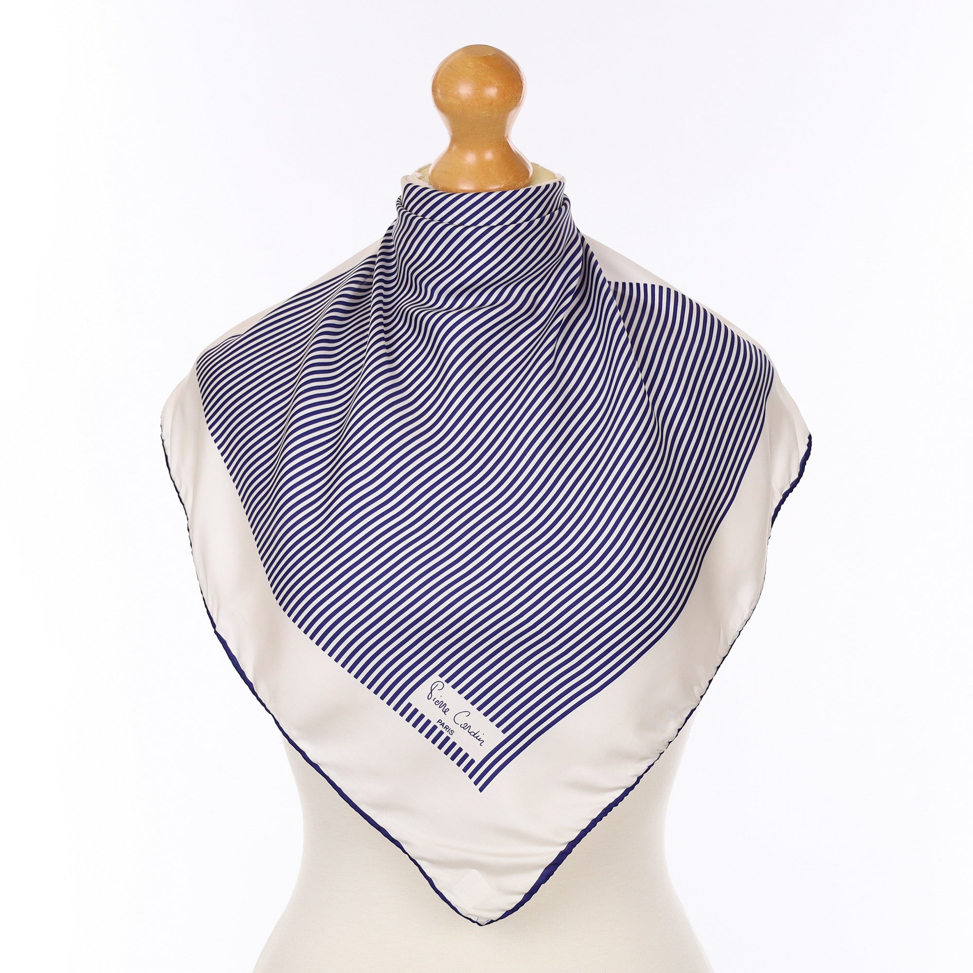 Pierre Cardin Navy Striped Silk Scarf