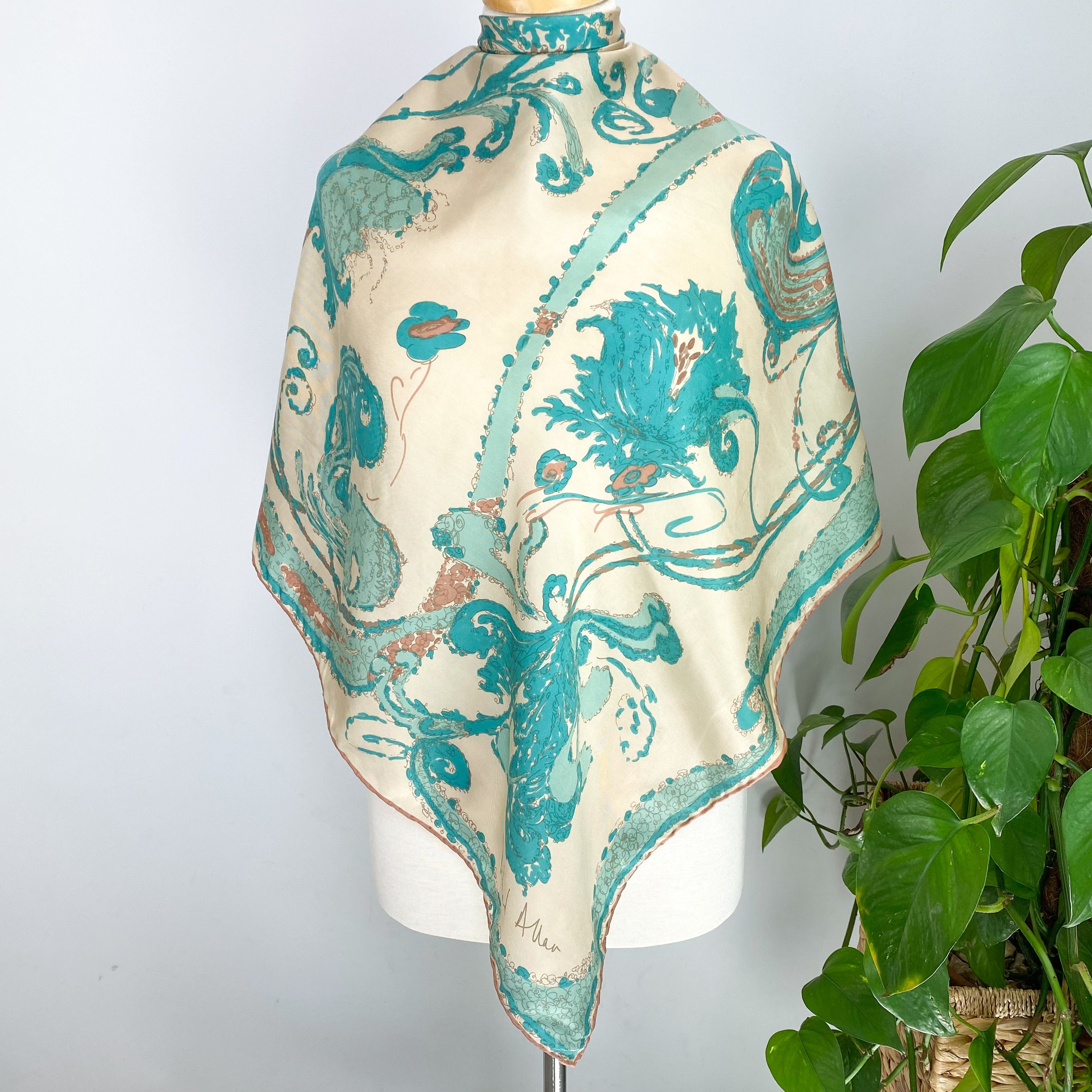 1970s Richard Allan Paisley Vintage Silk Scarf