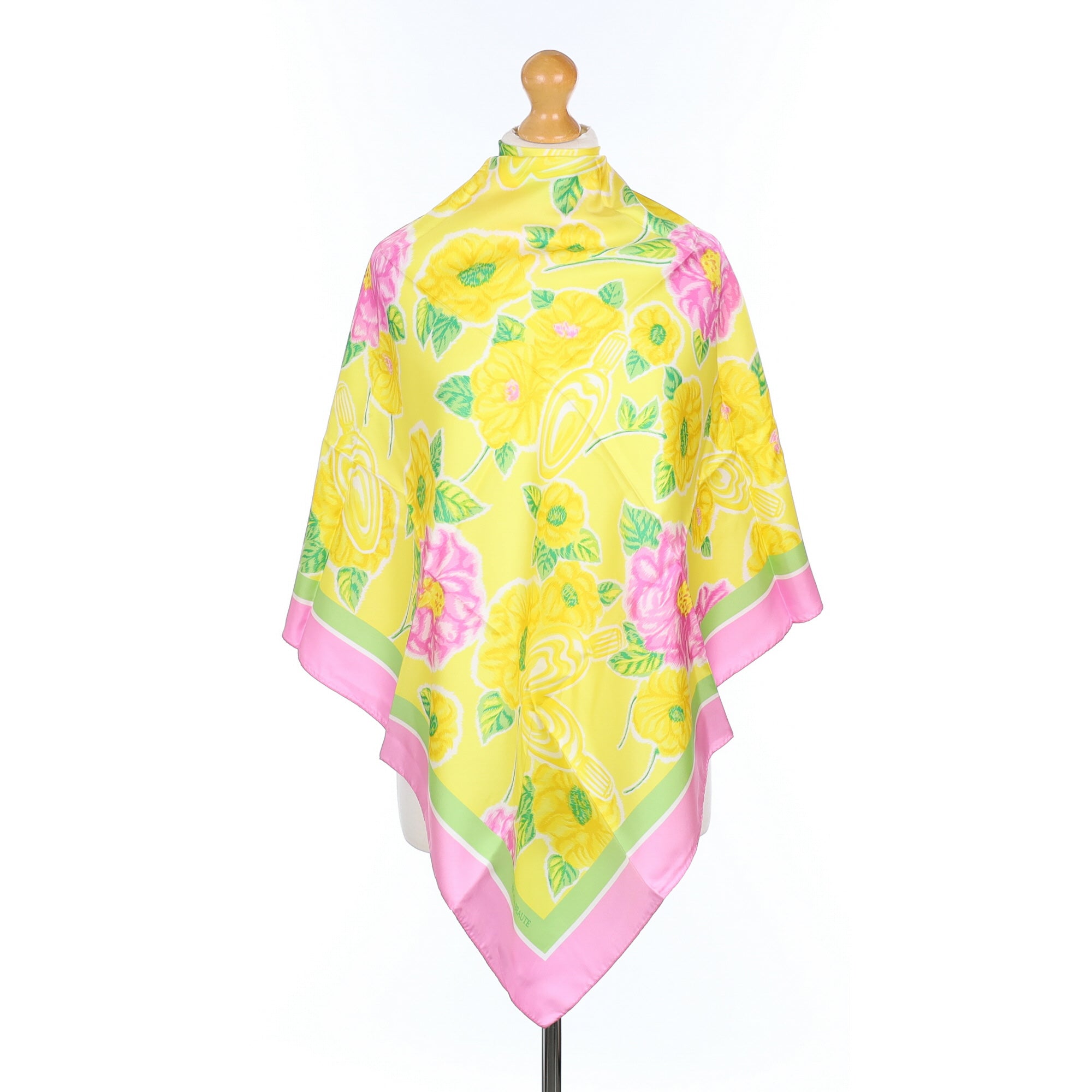 Brand New Boxed Escada Yellow Floral Vintage Silk Scarf