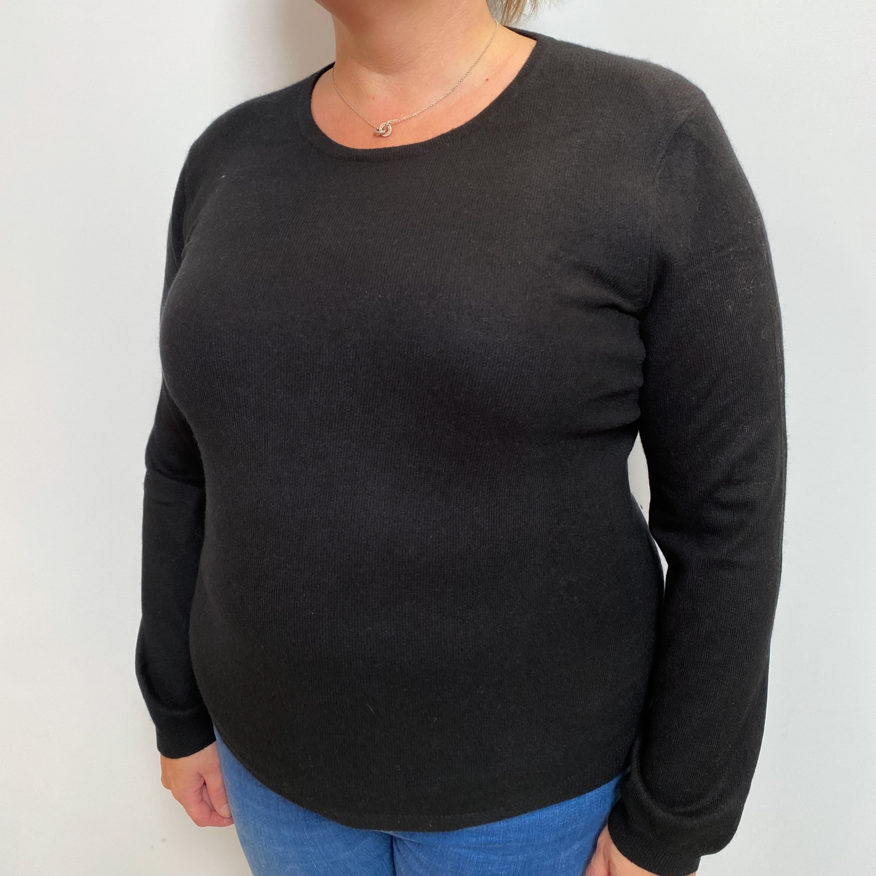 Black Cashmere Crew Neck Jumper Extra Large