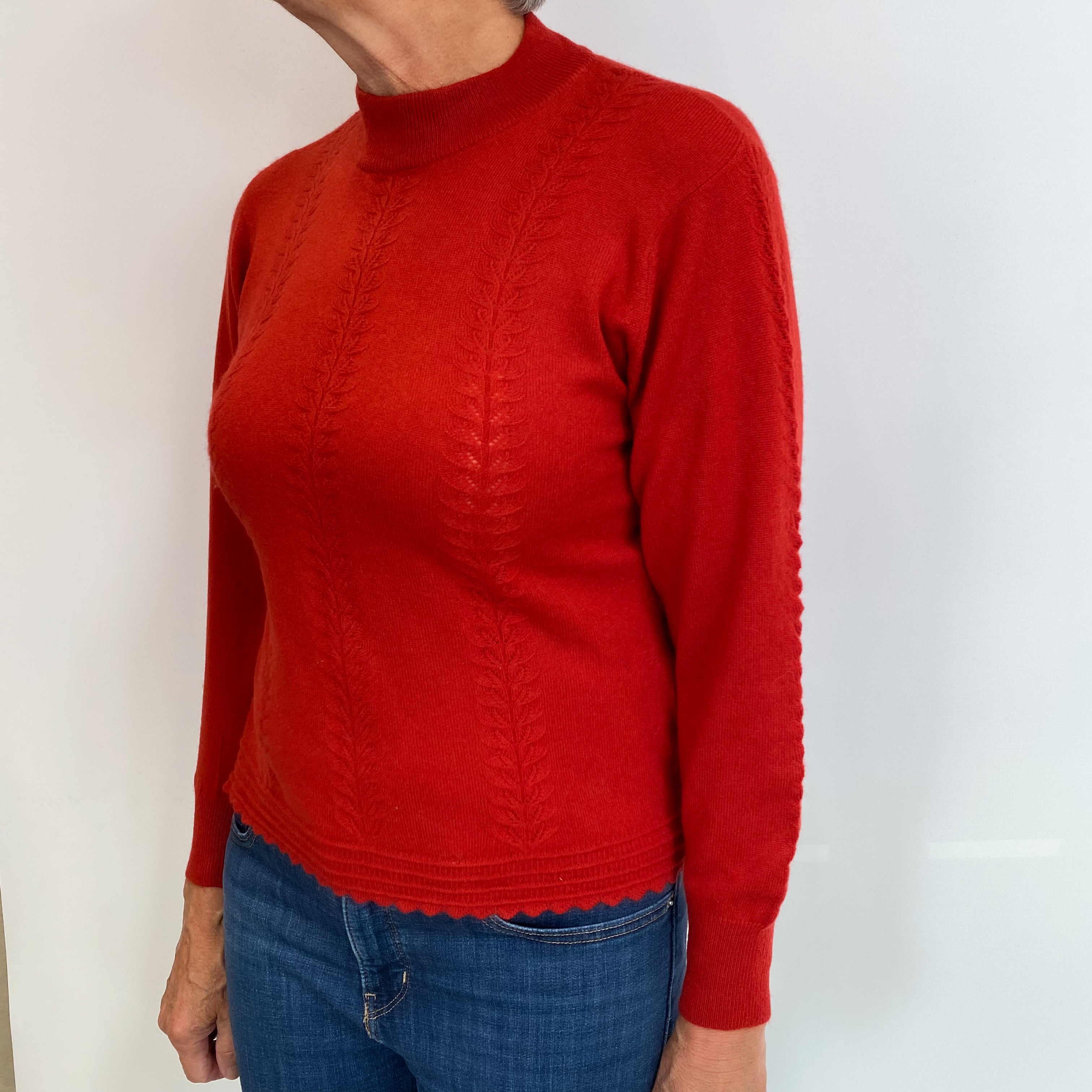 Phoenix Red Cashmere Turtle Neck Jumper Medium
