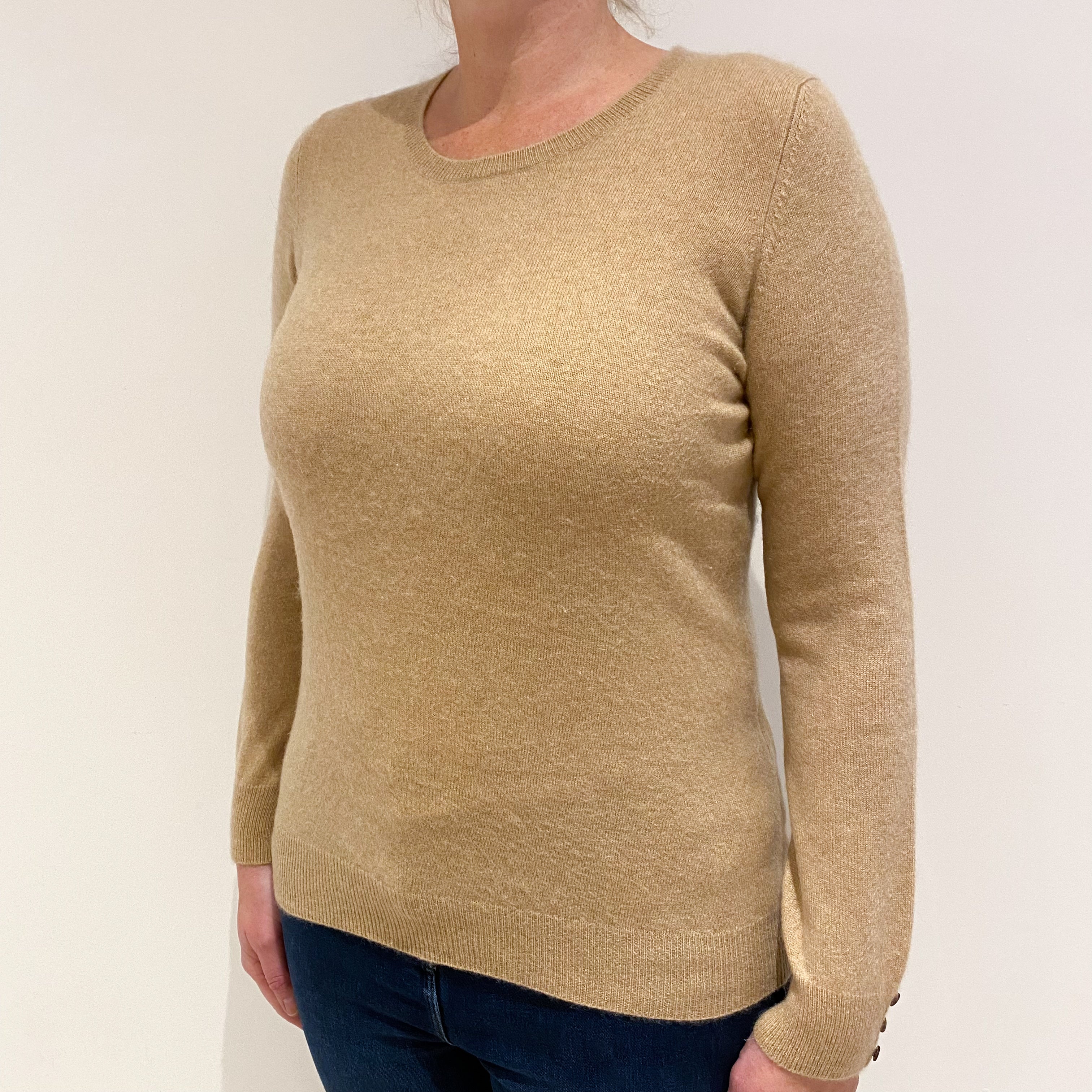 Caramel Brown Cashmere Crew Neck Jumper Large