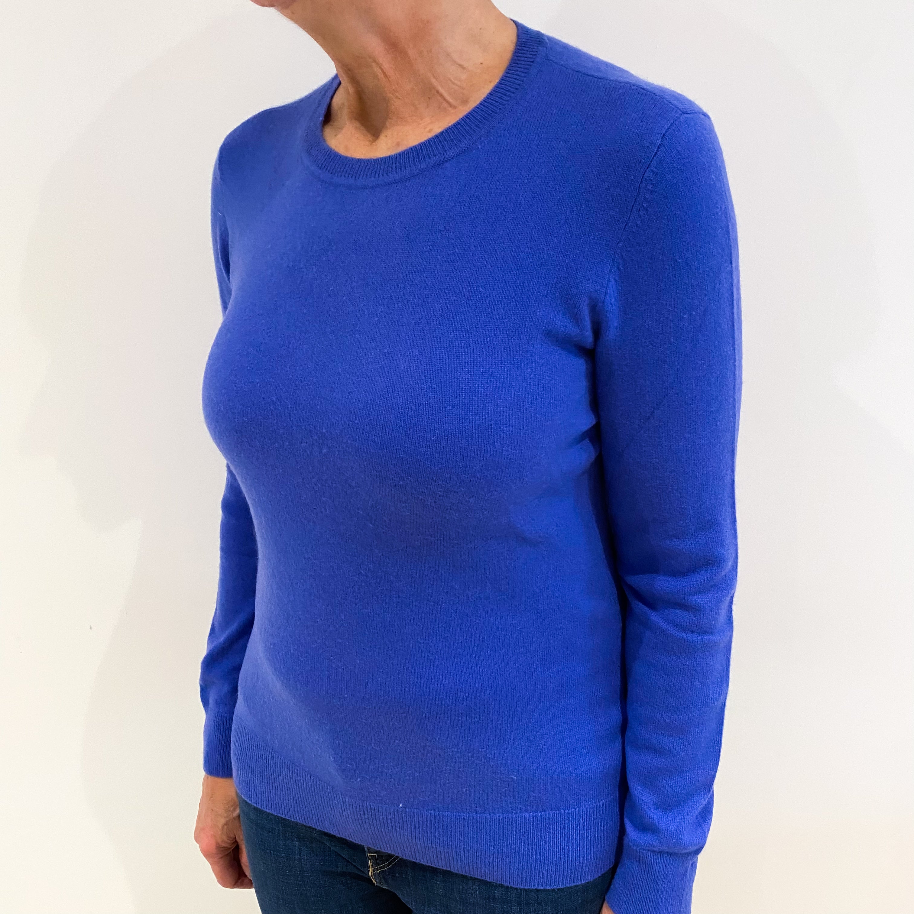 Tanzanite Blue Cashmere Crew Neck Jumper Medium