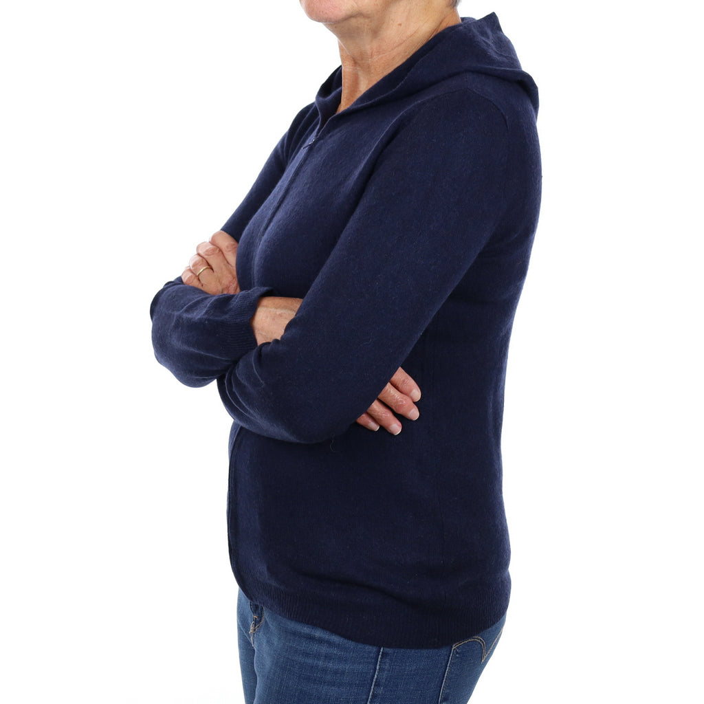 Navy Blue Cashmere Zip Up Hoodie Medium