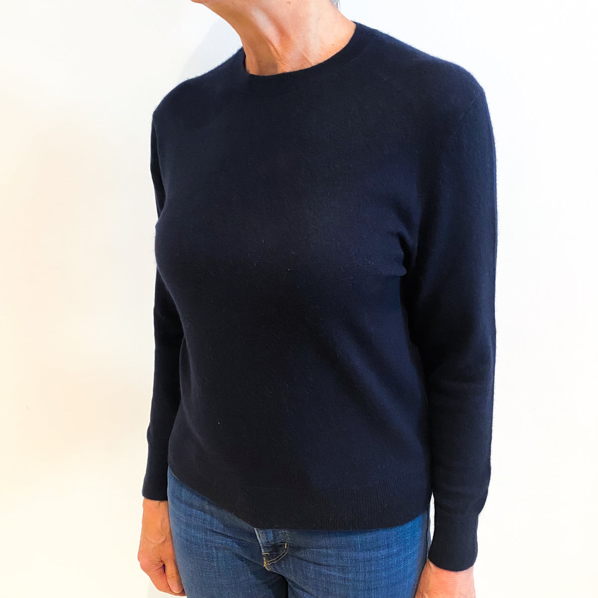 Navy Blue Cashmere Crew Neck Jumper Medium