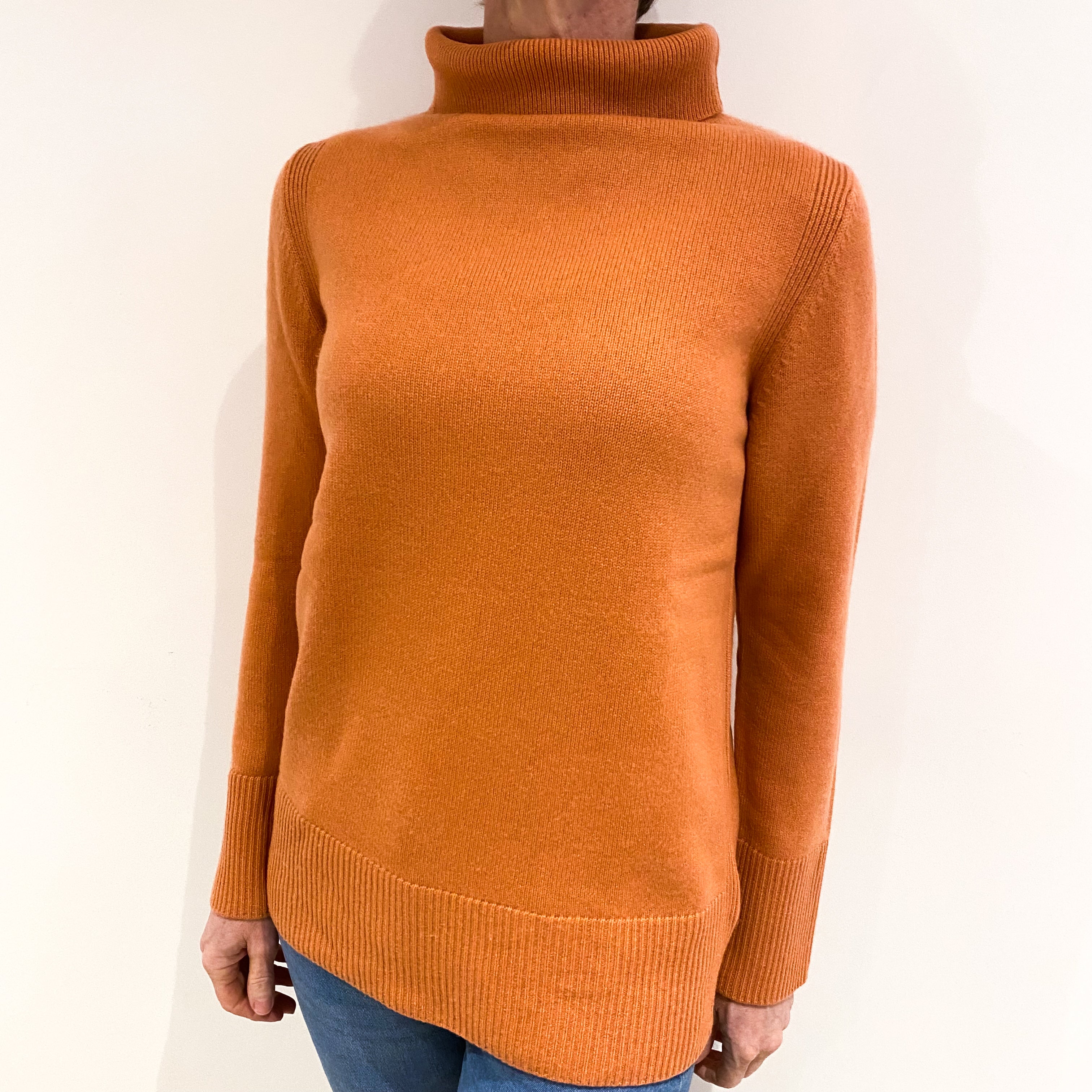 COS Salmon Pink Cashmere Polo Neck Jumper Small