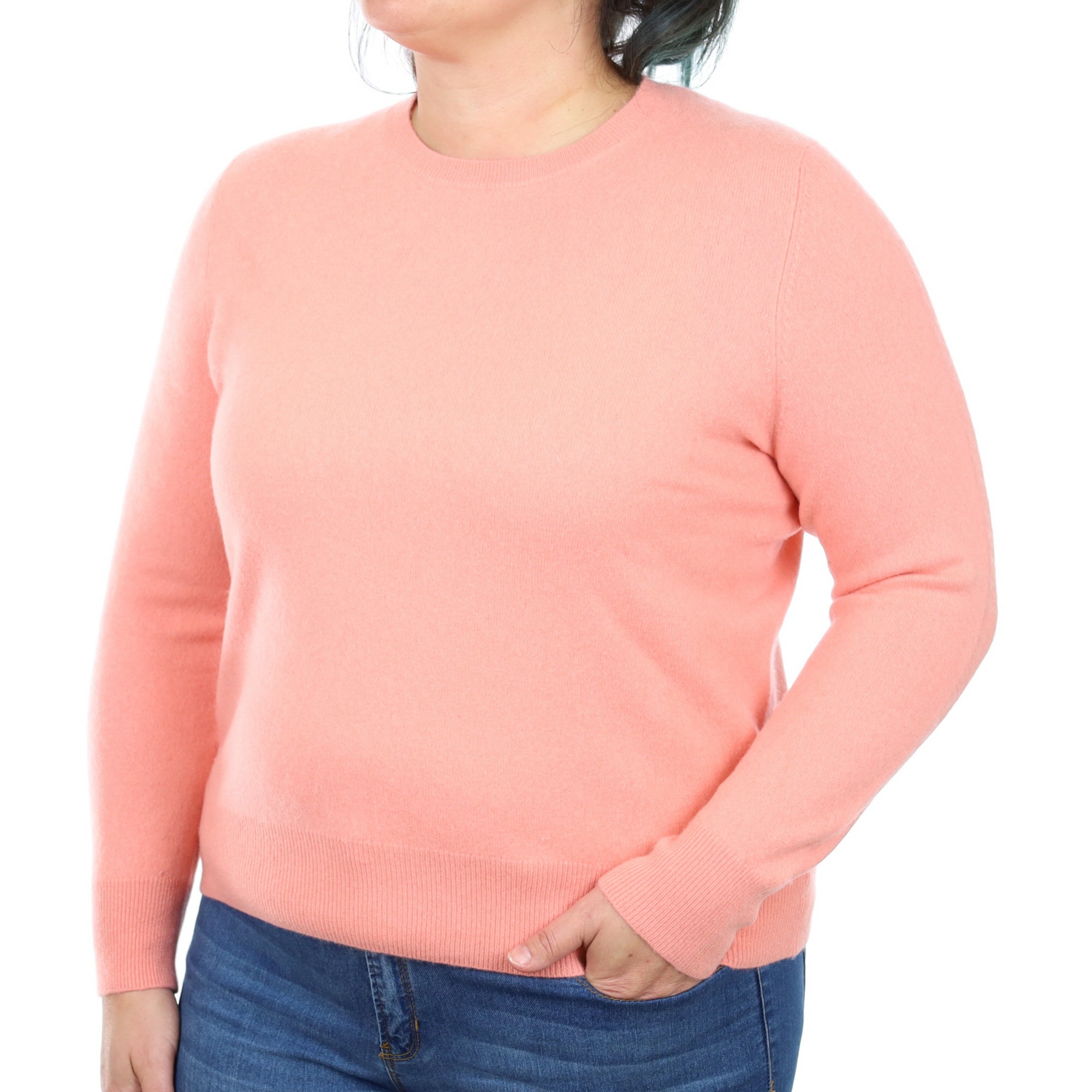 Muted Coral Cashmere Crew Neck Jumper Large