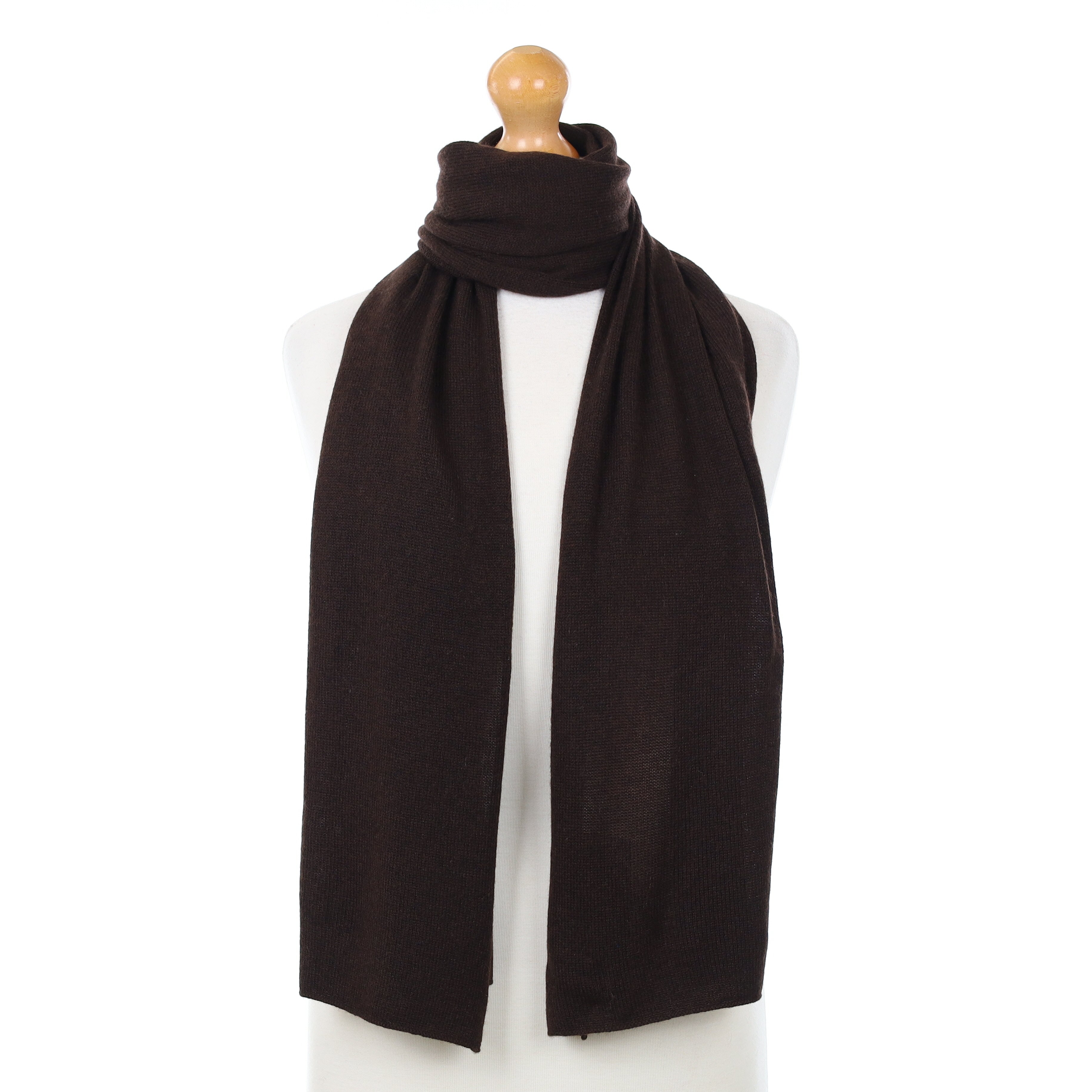 Brand New Scottish Chocolate Brown Cashmere Knitted Scarf