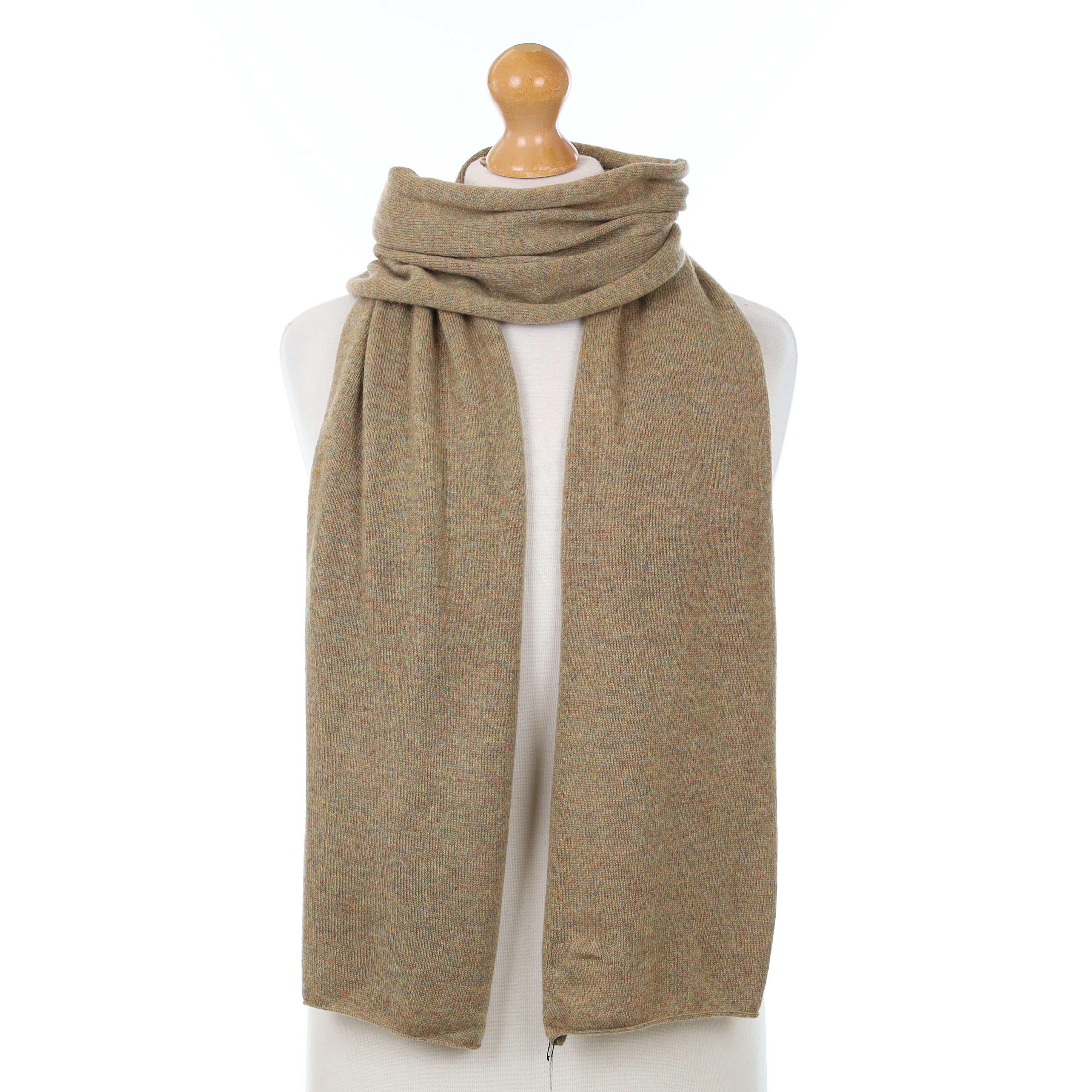 Brand New Scottish Green Marl Cashmere Knitted Scarf