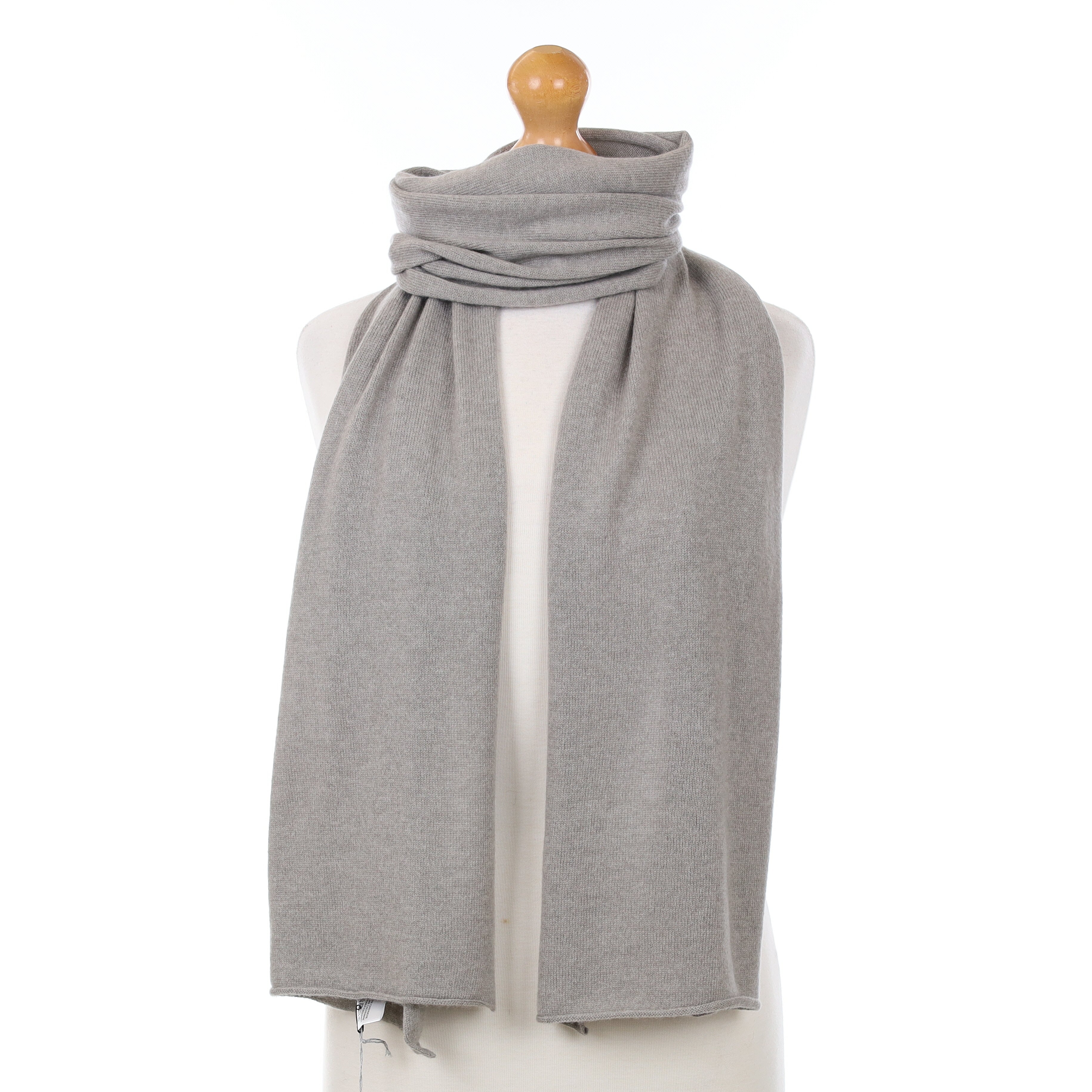 Brand New Scottish Antique Grey Cashmere Knitted Scarf