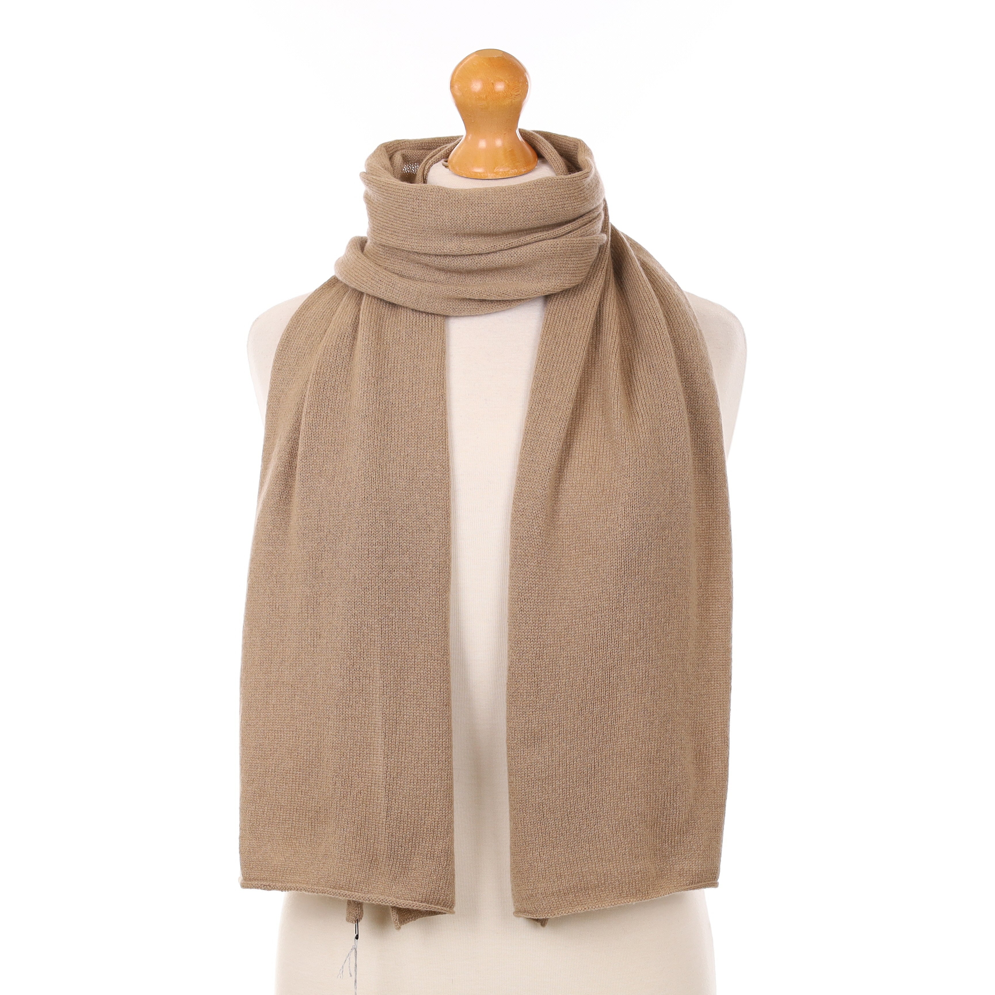 Brand New Scottish Taupe Brown Cashmere Knitted Scarf