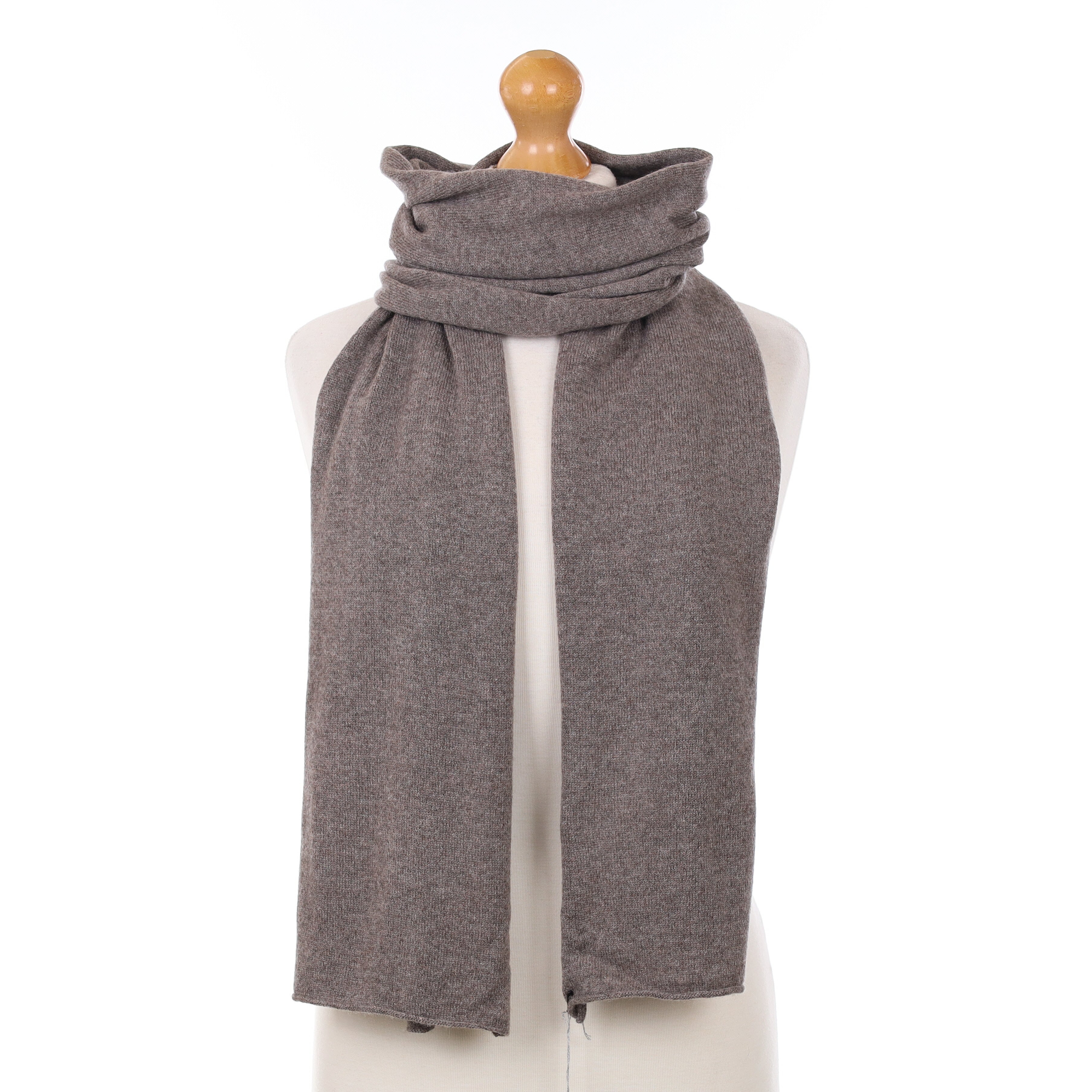 Brand New Scottish Mole Brown Cashmere Knitted Scarf