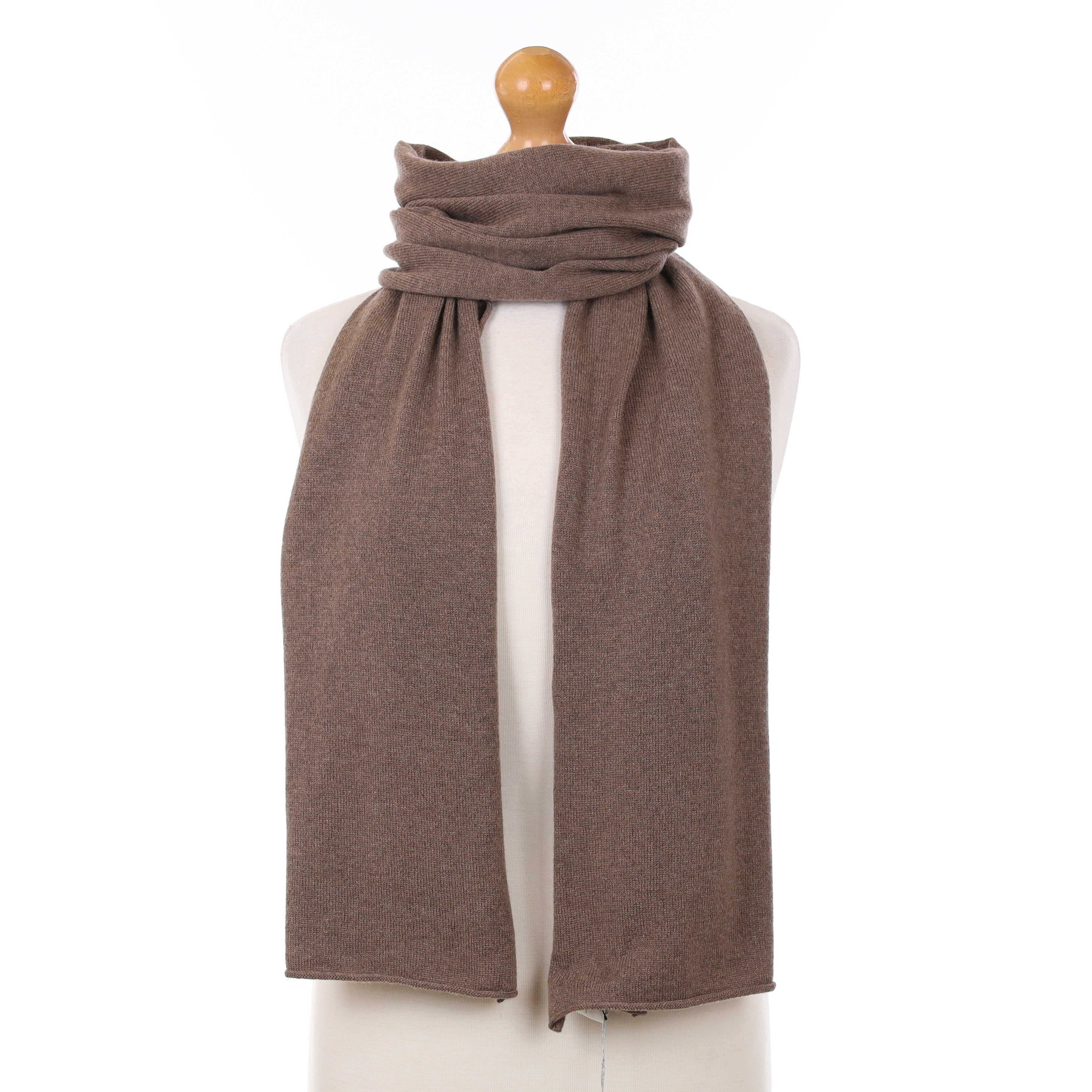 Brand New Scottish Coffee Brown Cashmere Knitted Scarf