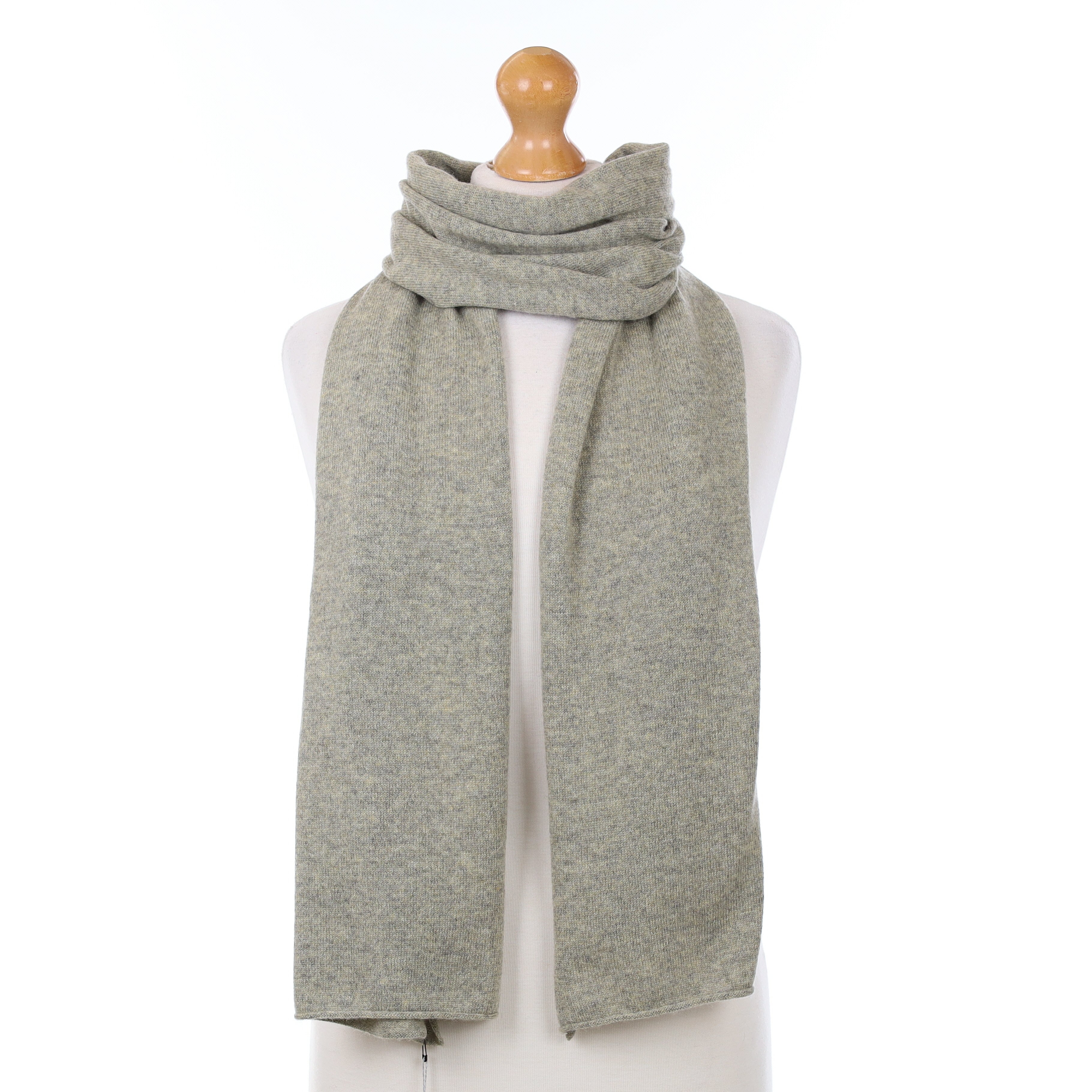 Brand New Scottish Soft Green Marl Cashmere Knitted Scarf