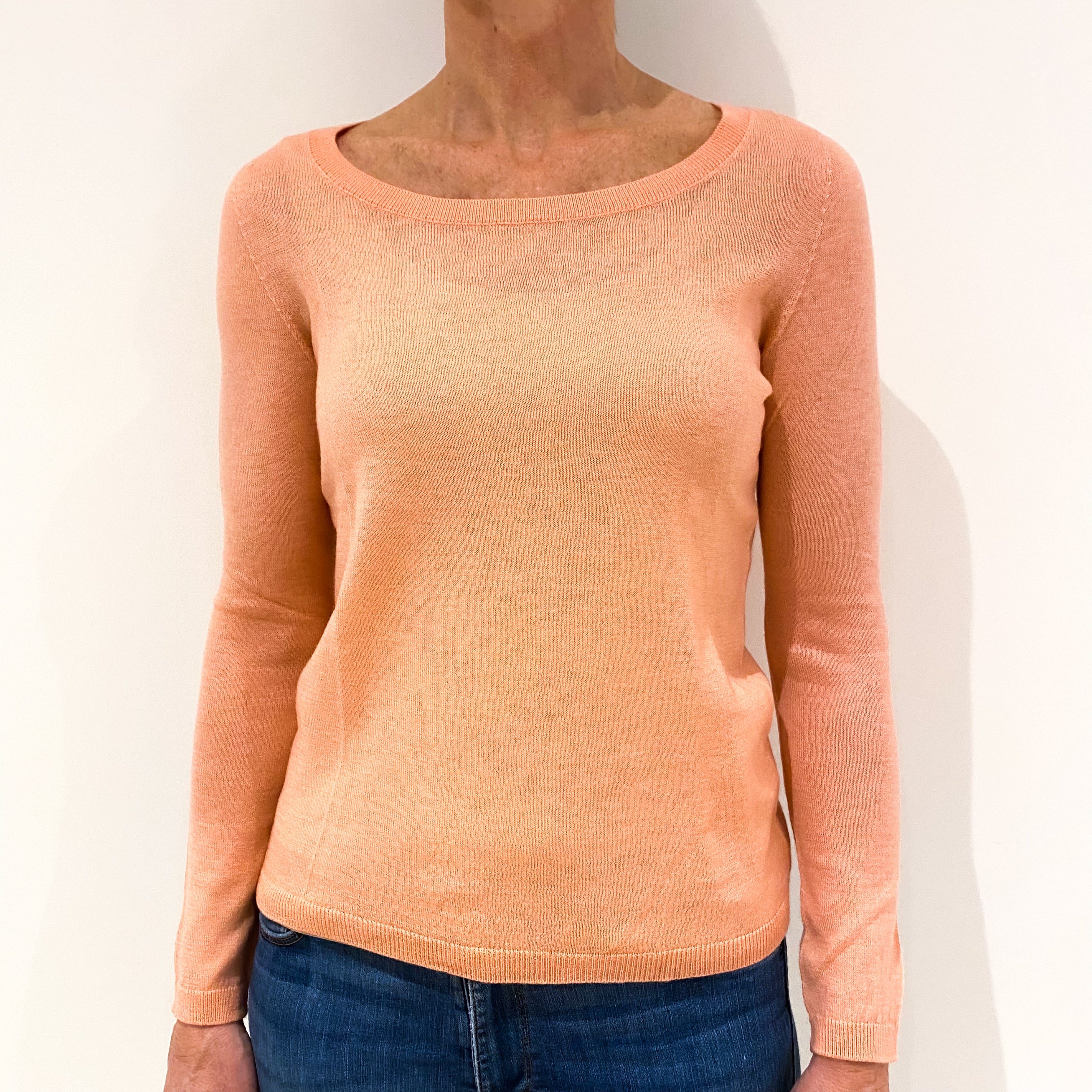 Coral Pink Cashmere Crew Neck Jumper Small