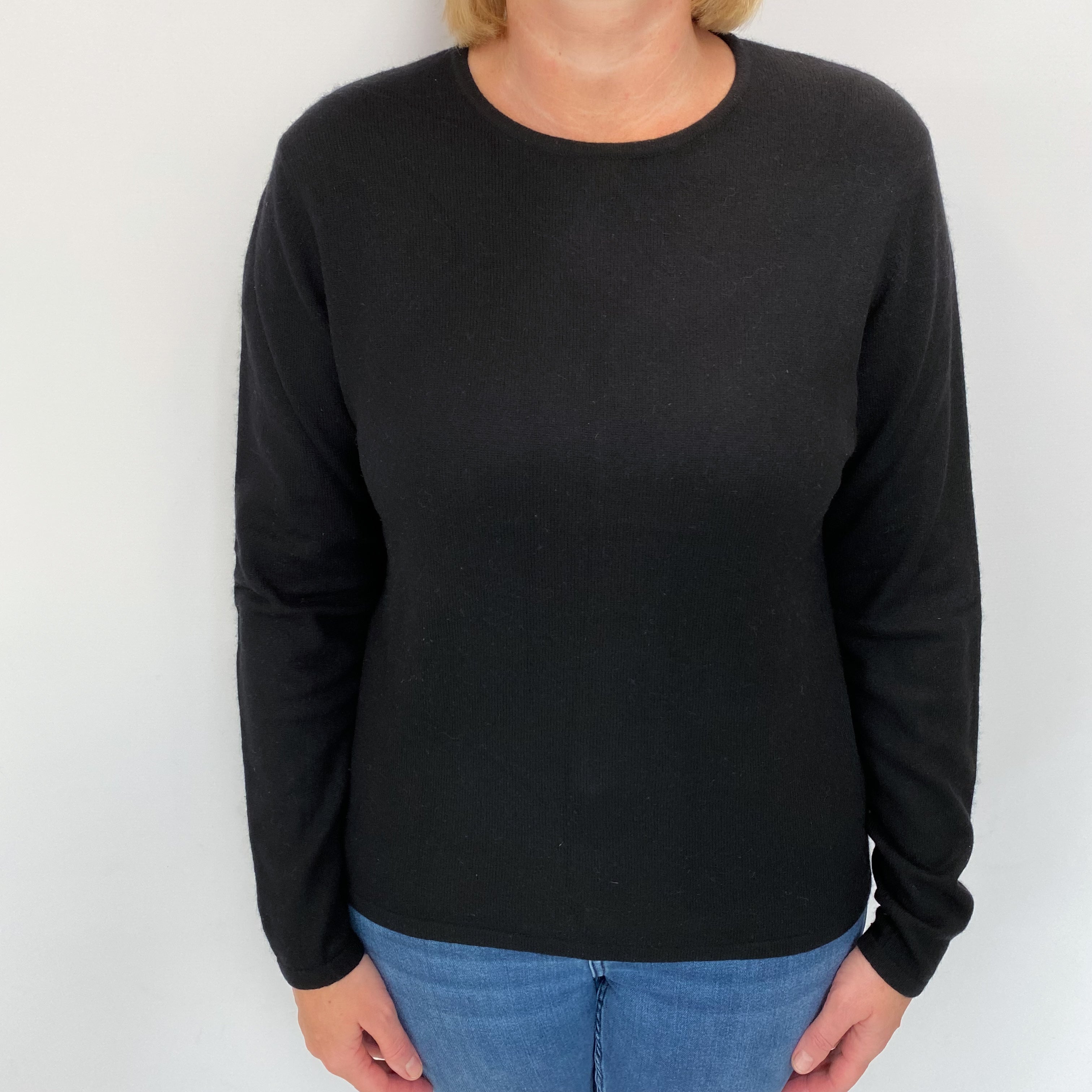 Black Cashmere Crew Neck Jumper Large