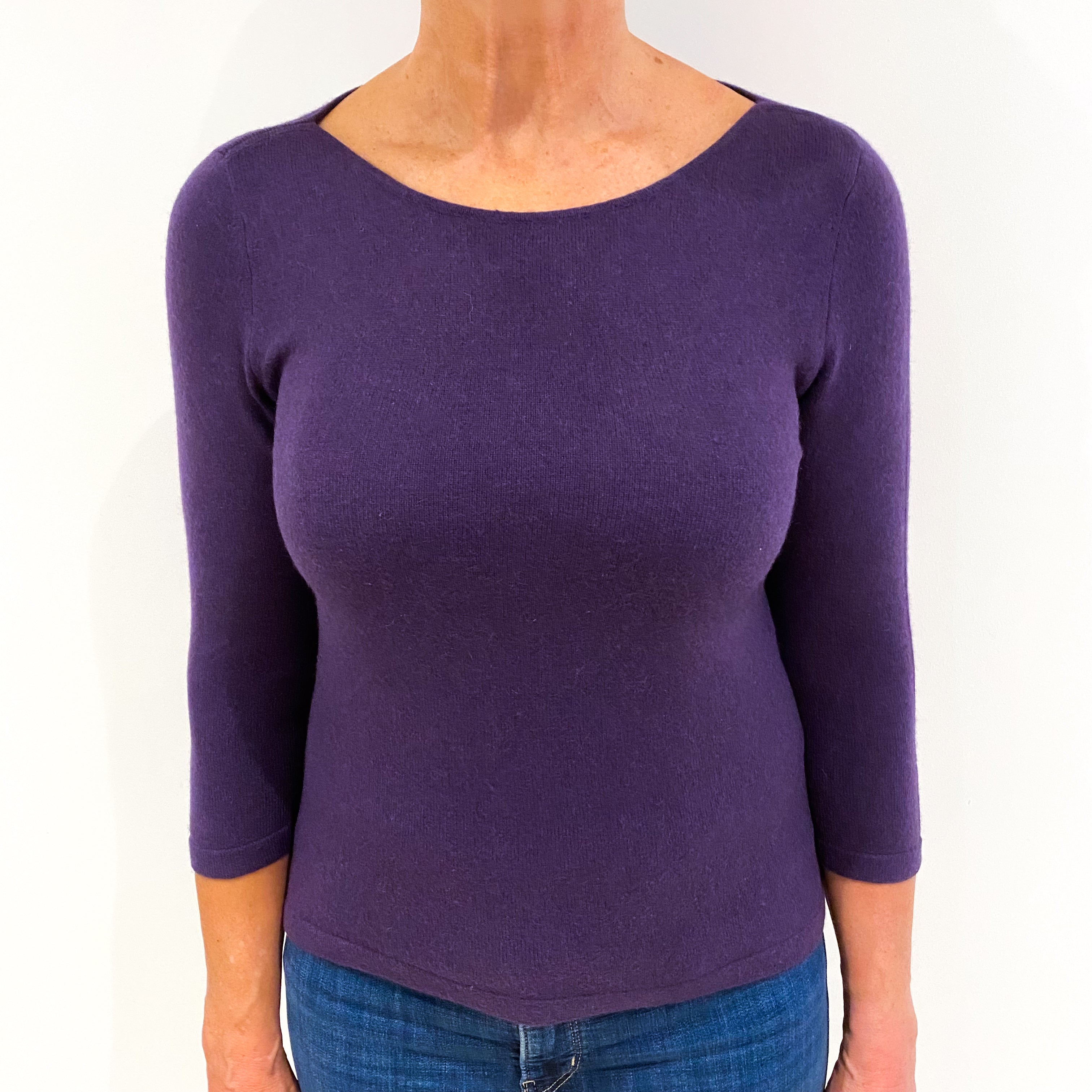 Grape Purple Cashmere Crew Neck Jumper Medium