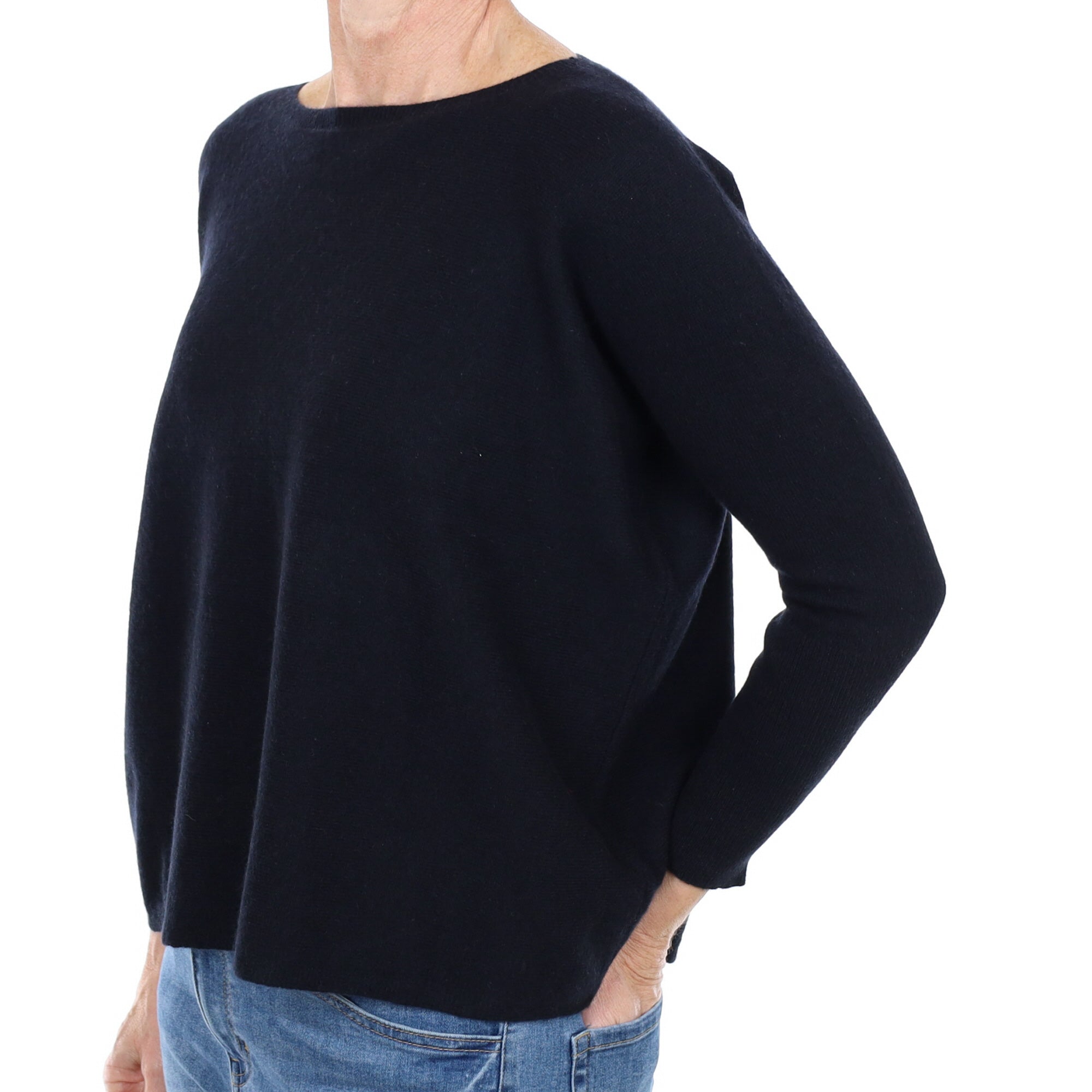 Black Cashmere Crew Neck Jumper Small