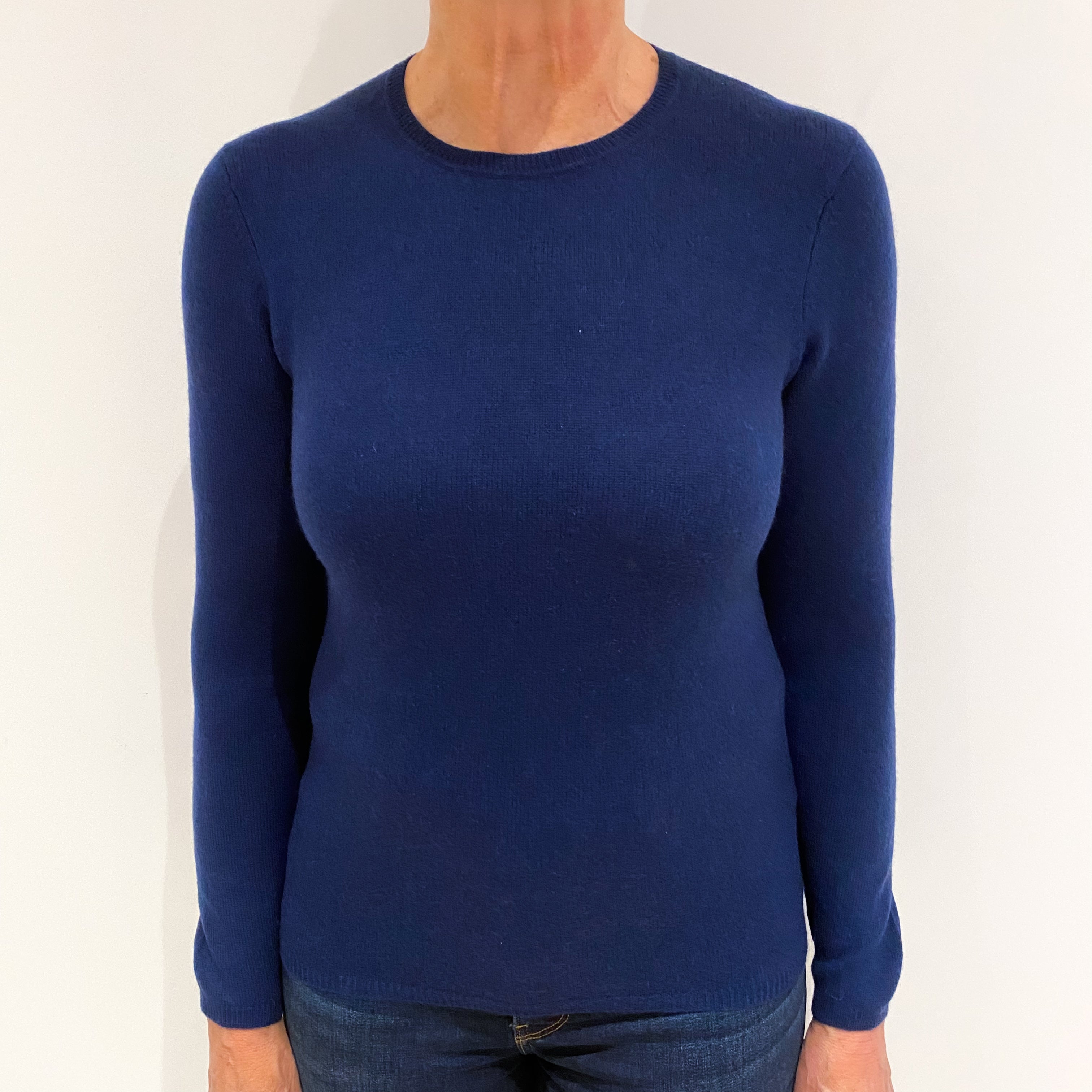 French Navy Cashmere Crew Neck Jumper Medium