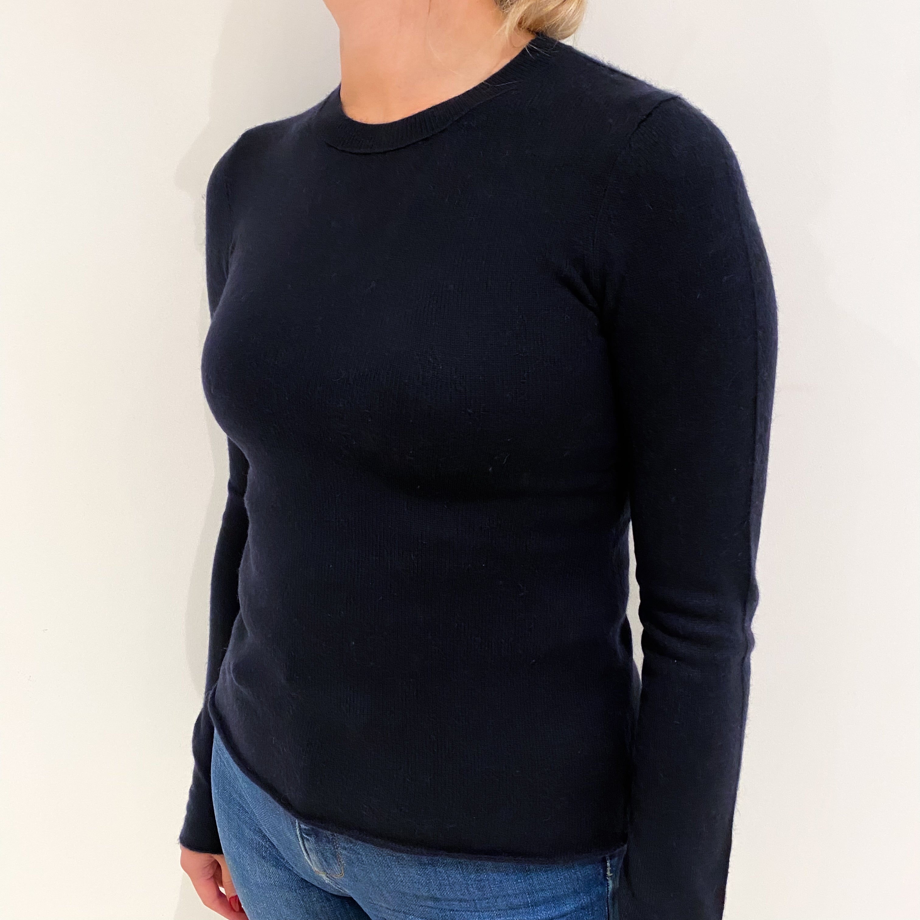 Navy Blue Cashmere Crew Neck Jumper Small