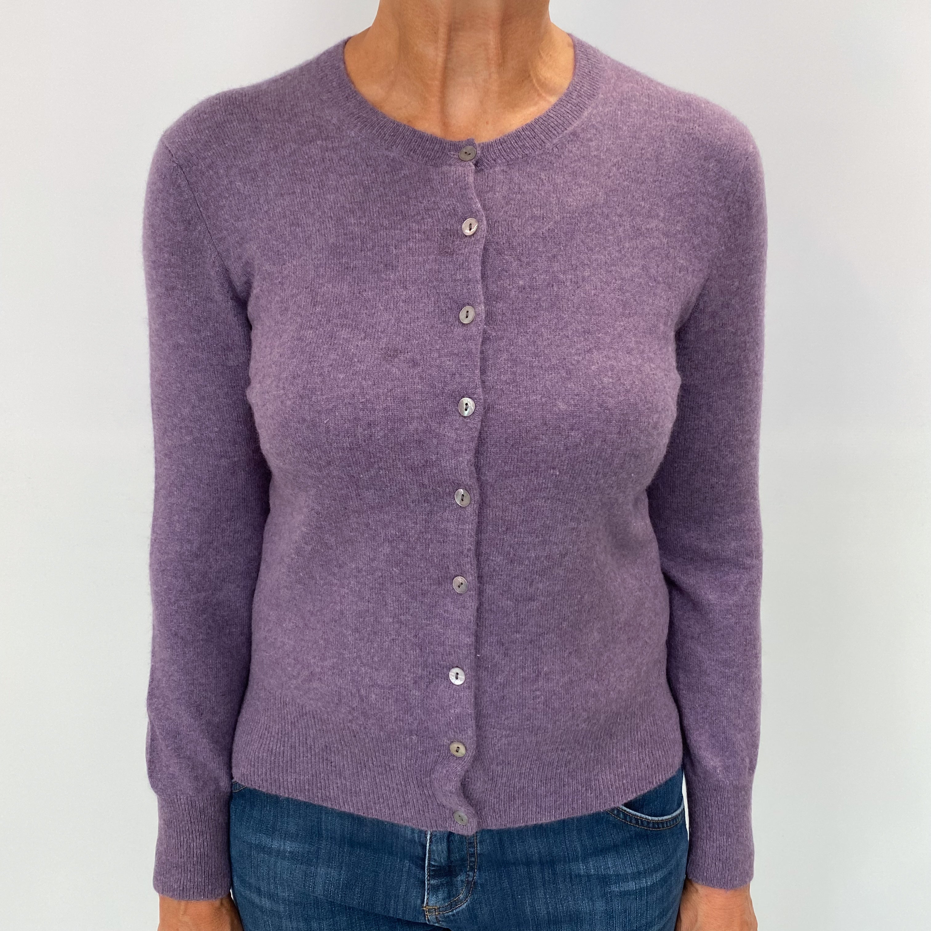 Lavender Marl Cashmere Cardigan Medium