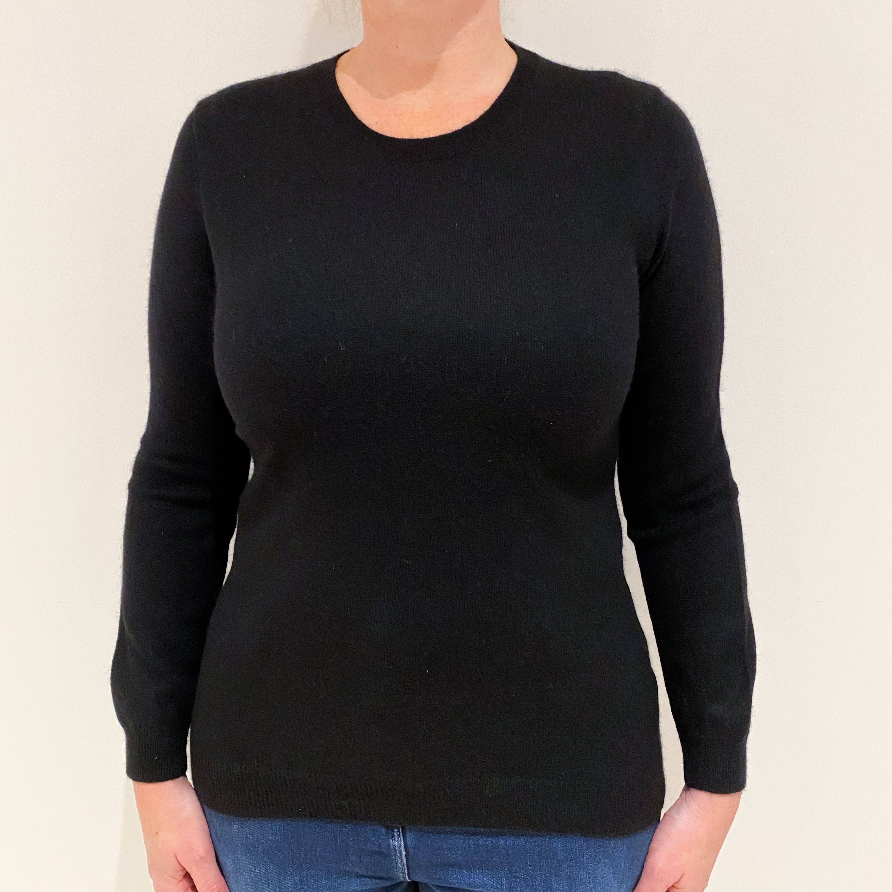 Black Cashmere Crew Neck Jumper Large