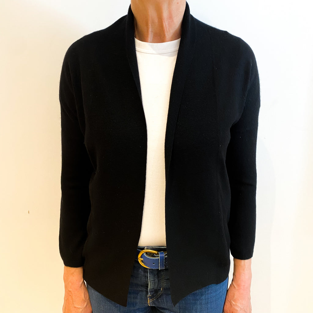 Black Cashmere Edge to Edge Cardigan Medium