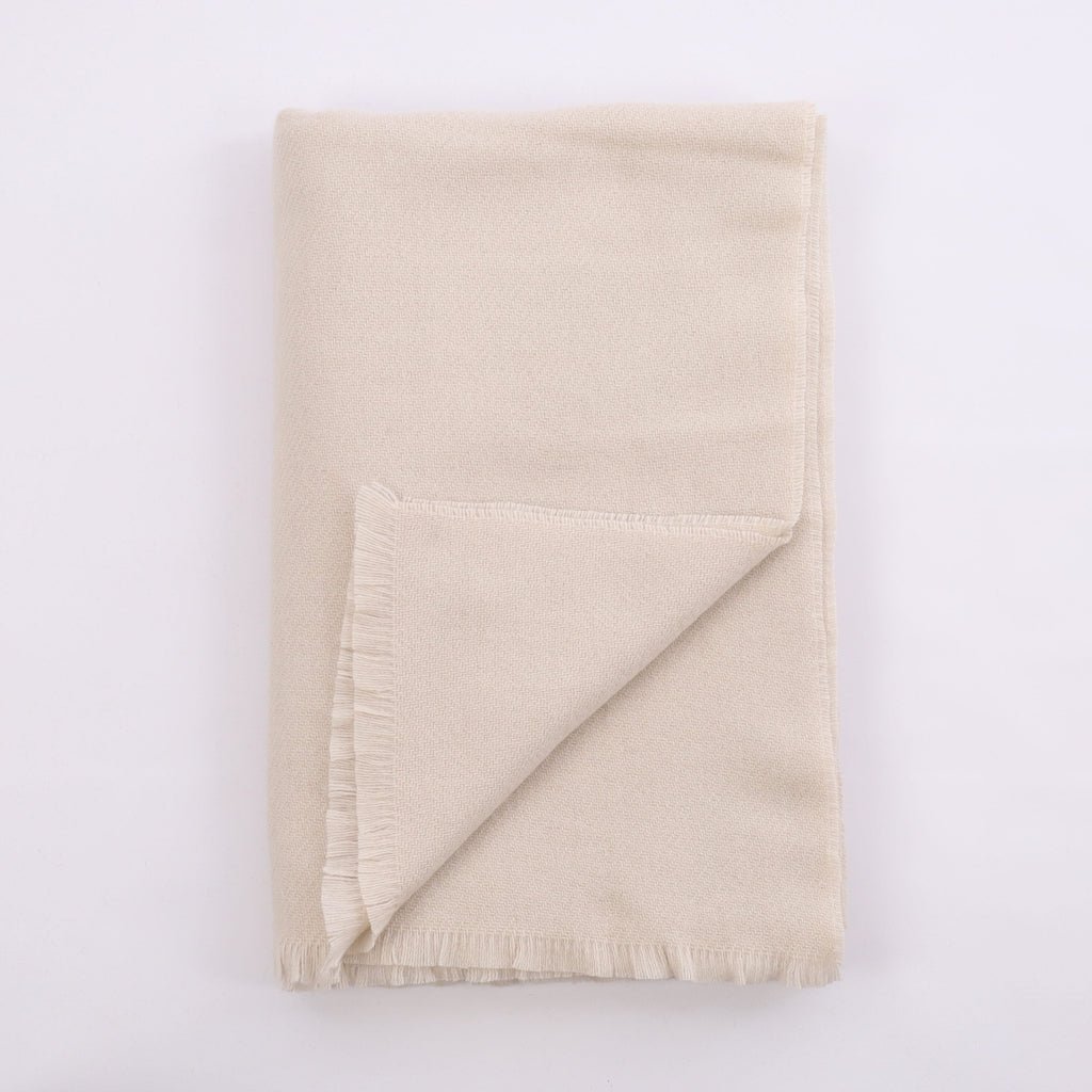 Brand New Scottish Almond Cream Luxury Woven Cashmere Blanket