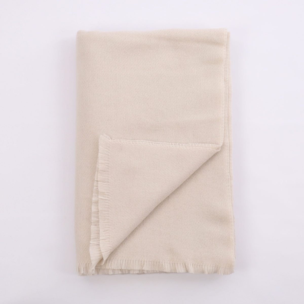 Brand New Scottish Almond Cream Luxury Woven Cashmere Blanket