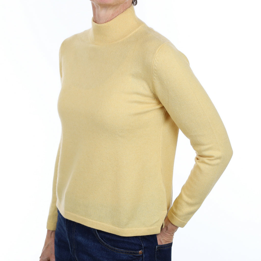 Custard Yellow Cashmere Turtle Neck Jumper Small