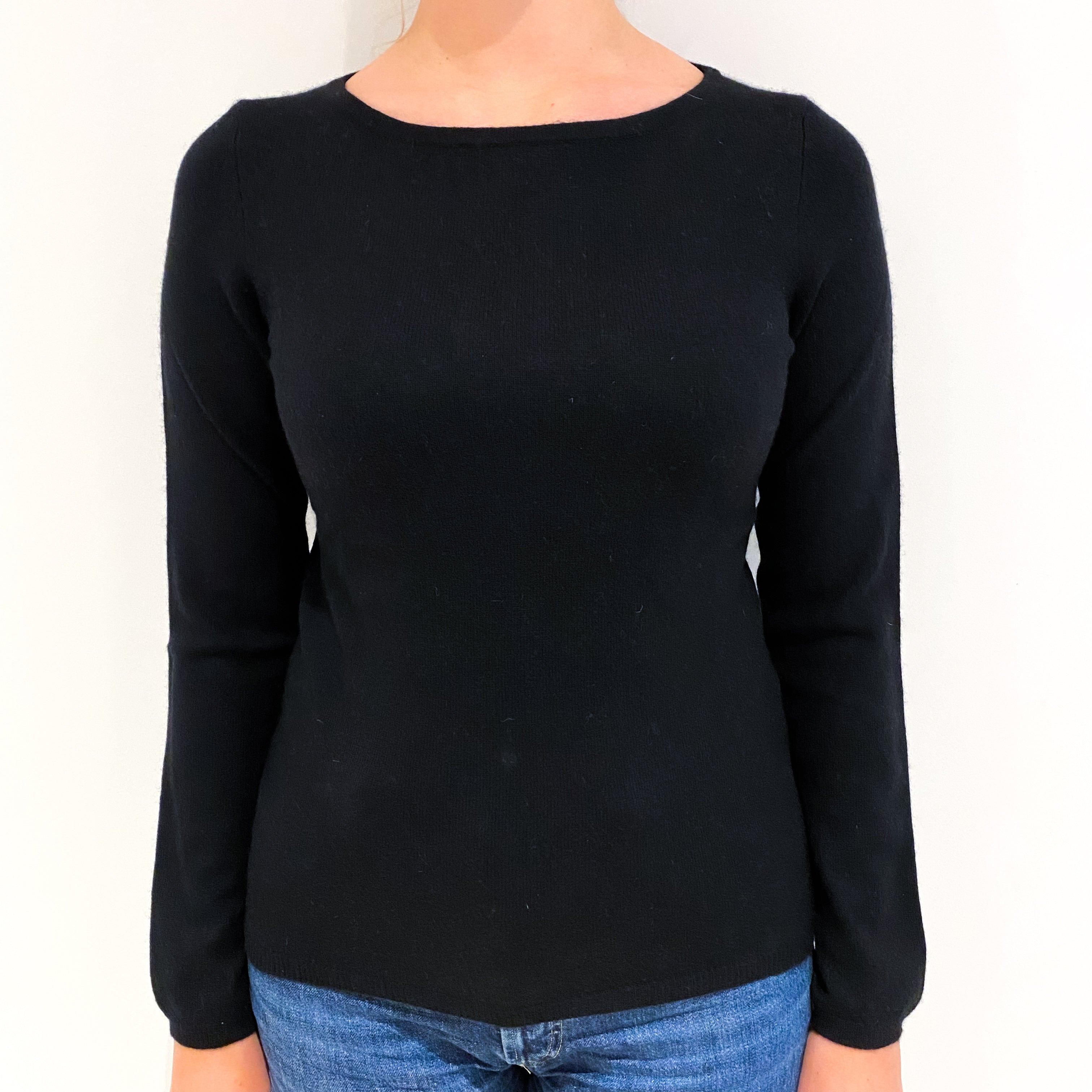 Black Cashmere Crew Neck Jumper Small