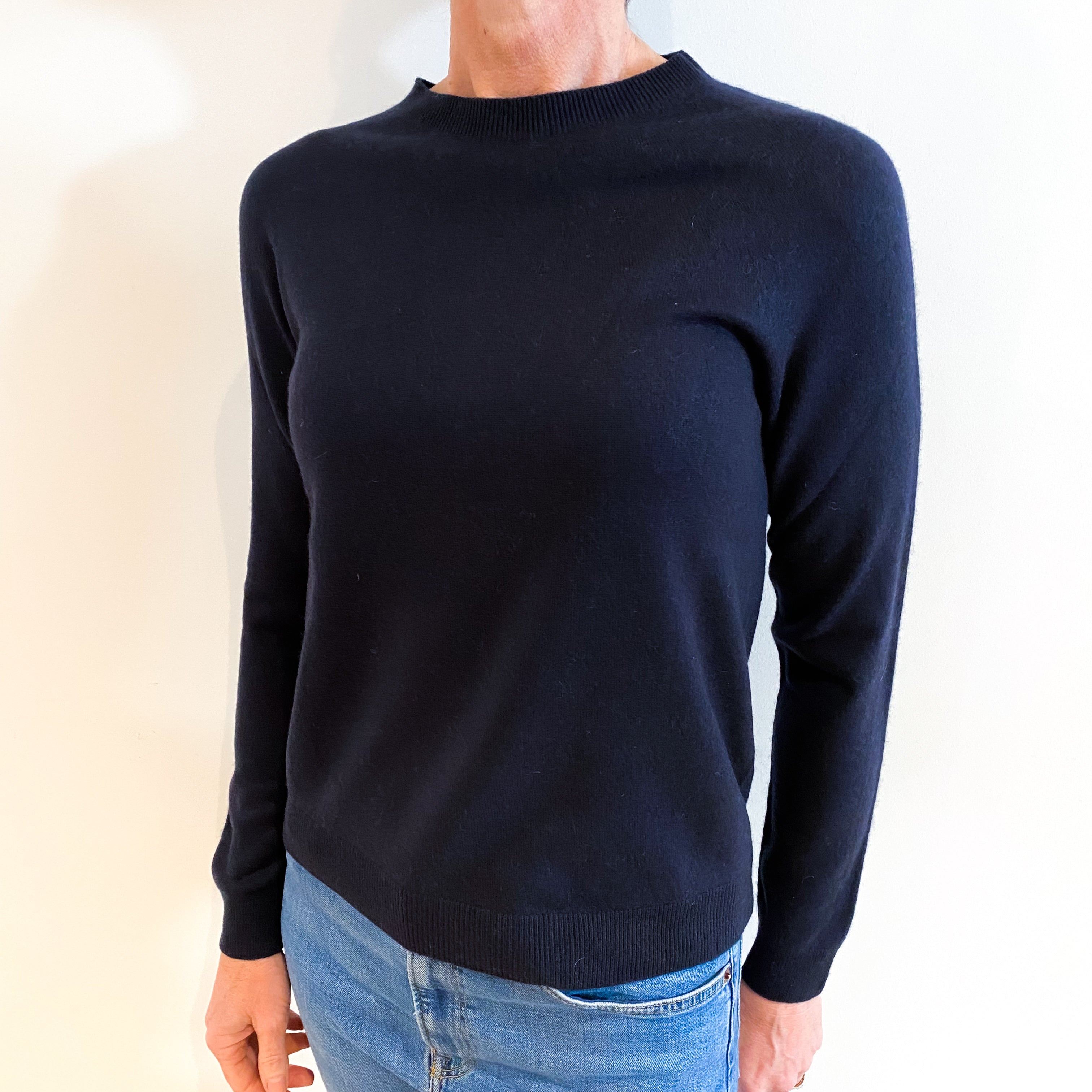 Navy Cashmere Crew Neck Jumper Small