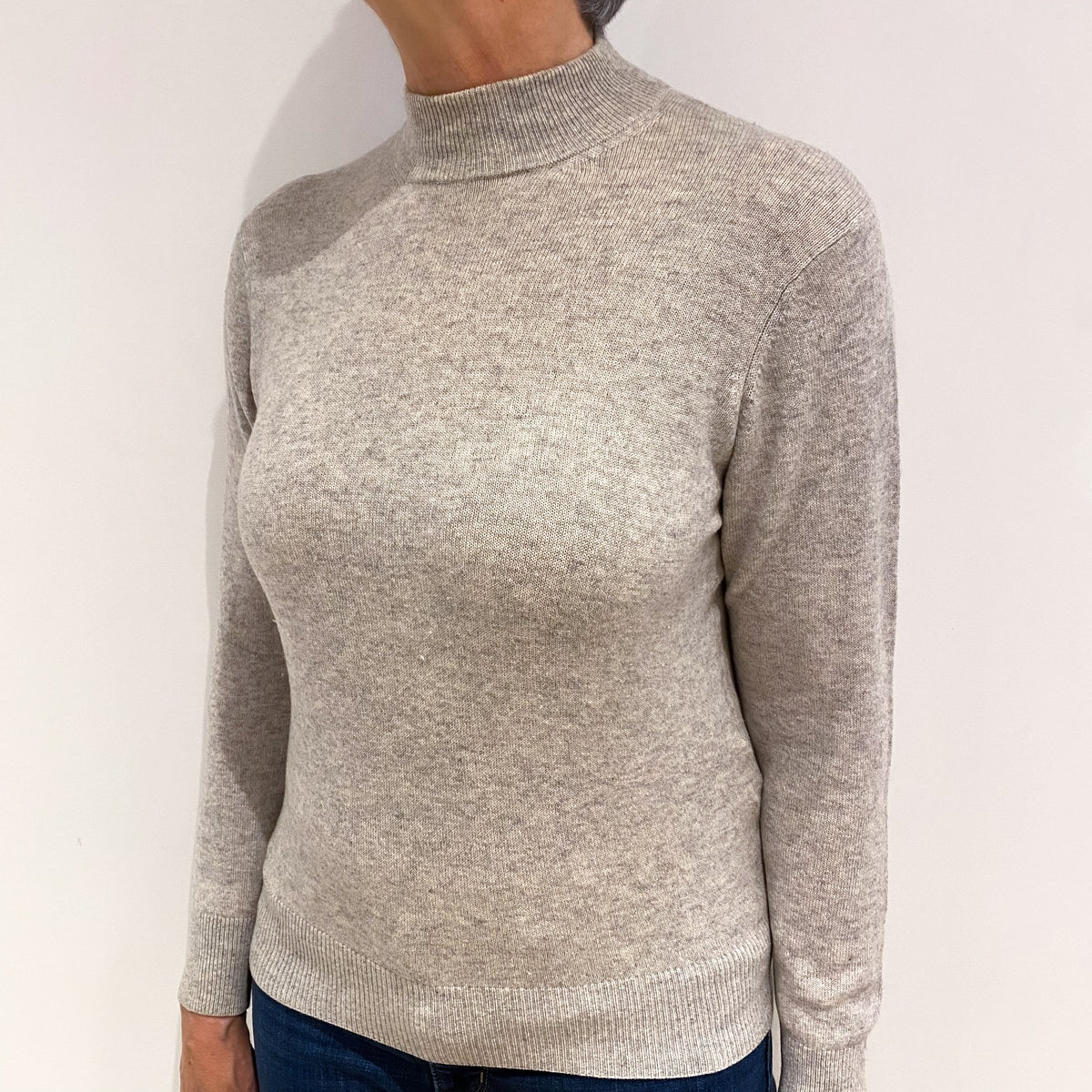 Smoke Grey Cashmere Turtle Neck Jumper Medium