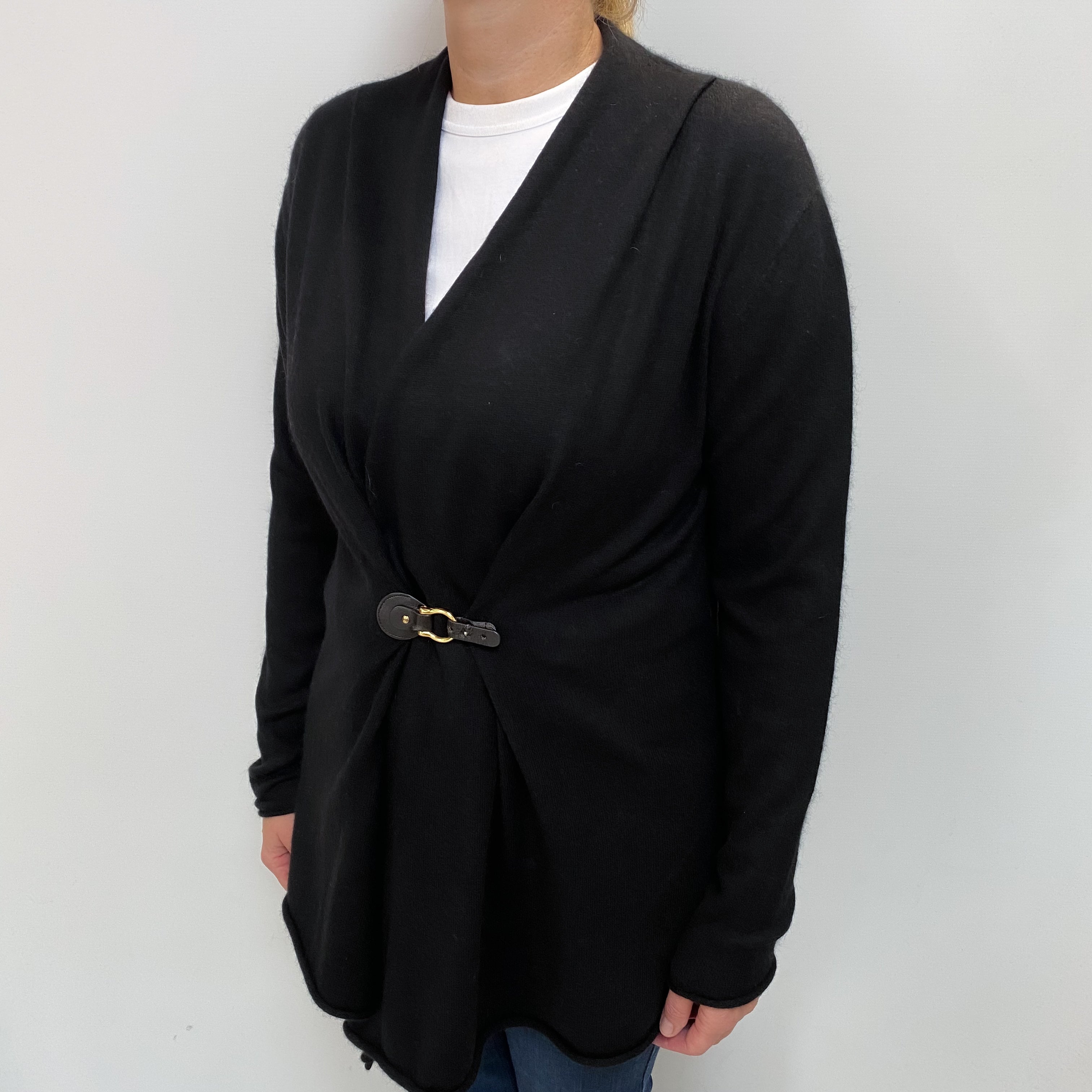 Neiman Marcus Black Cashmere V Neck Cardigan Large