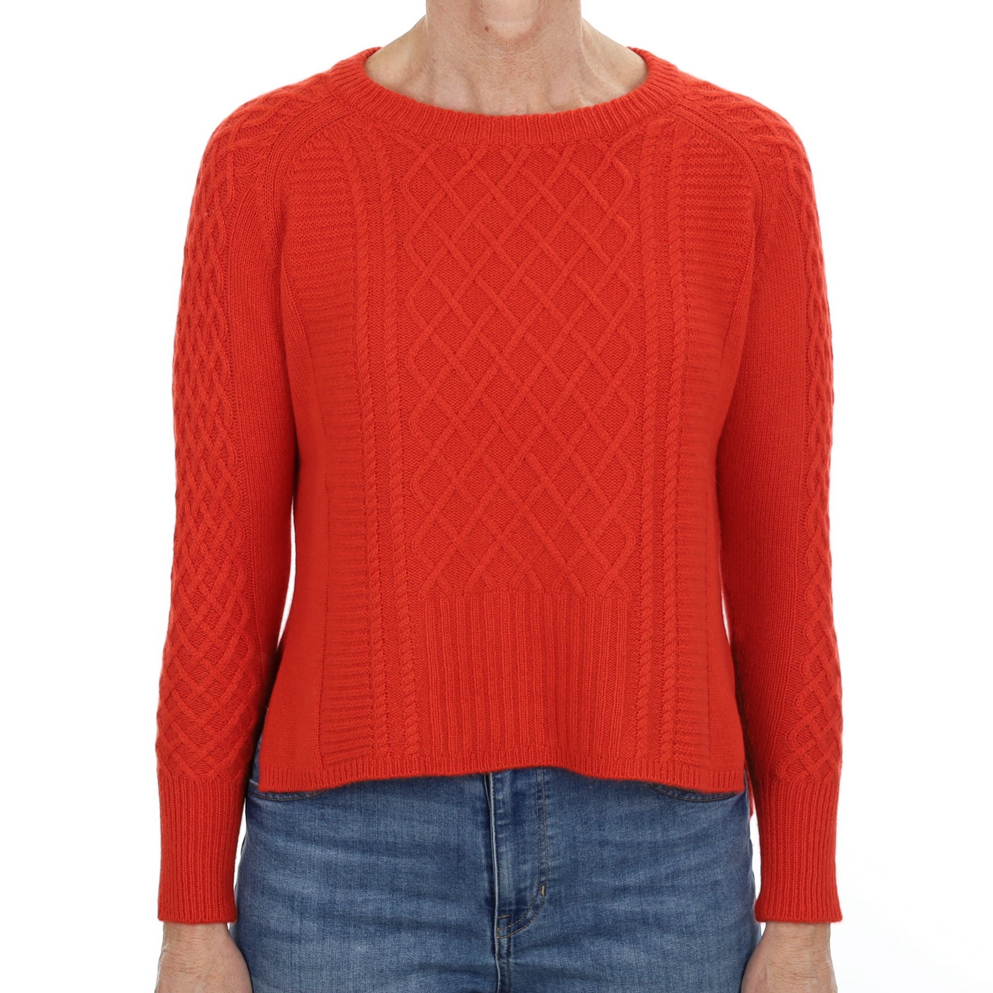 Spanish Red Cashmere Crew Neck Jumper Small