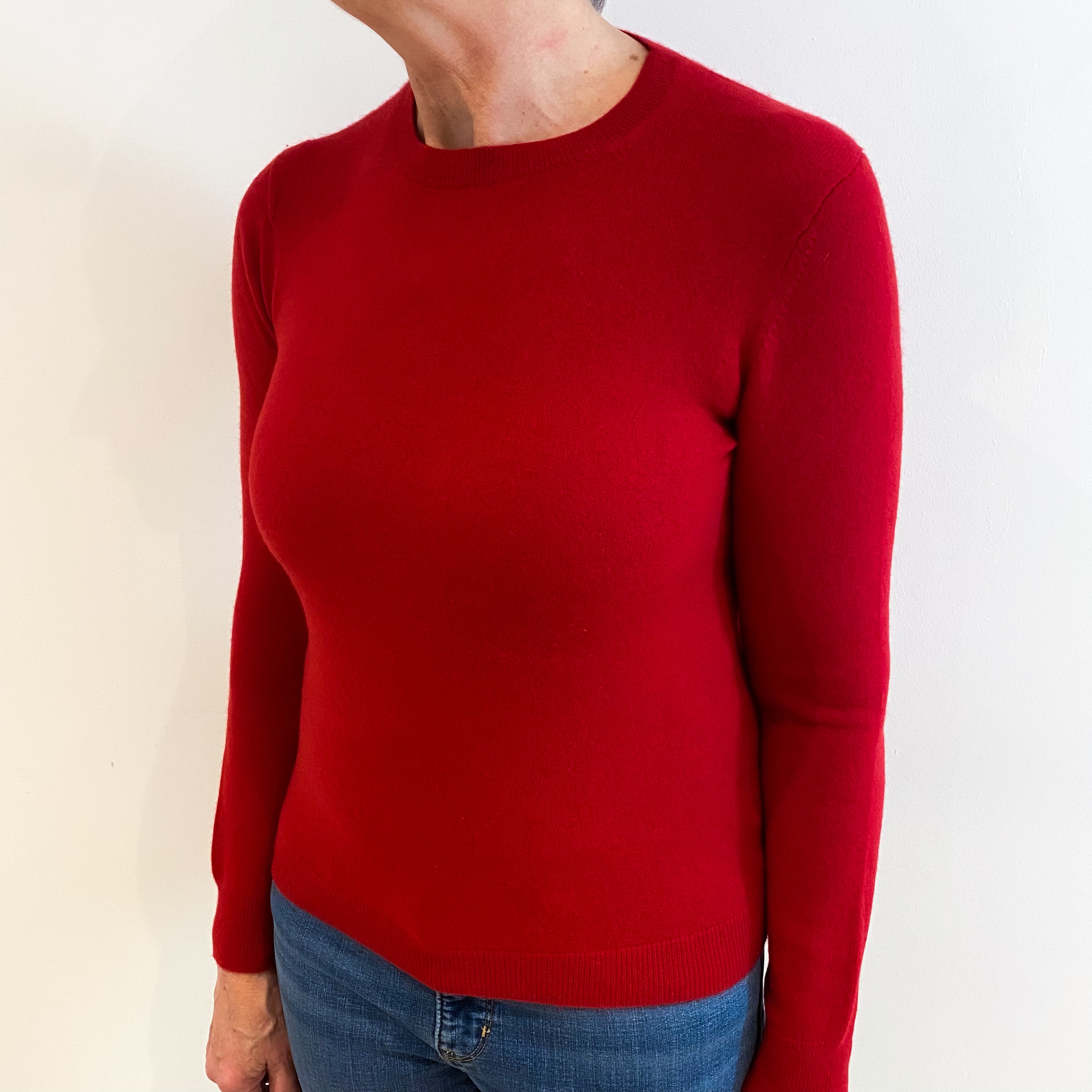 Scarlet Red Cashmere Crew Neck Jumper Medium