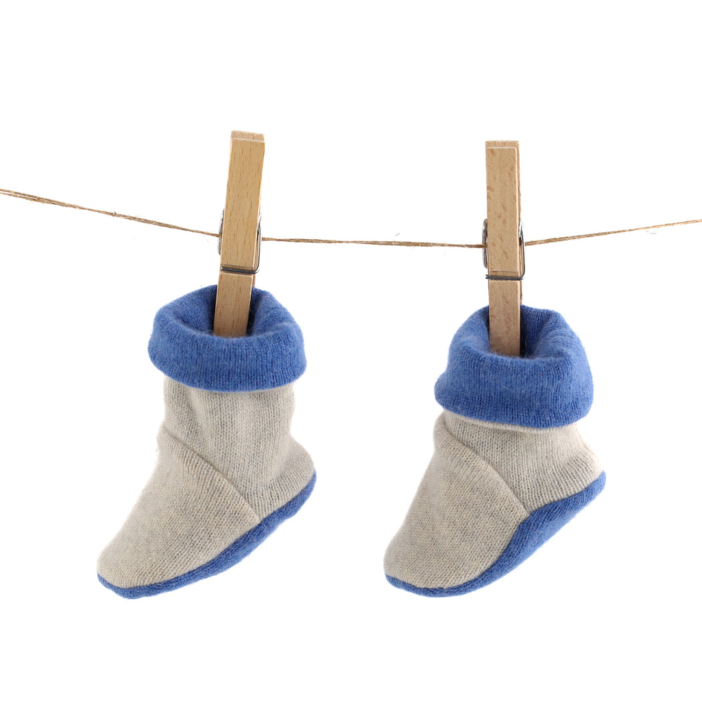 Smoke Grey and Denim Blue Cashmere Baby Boots