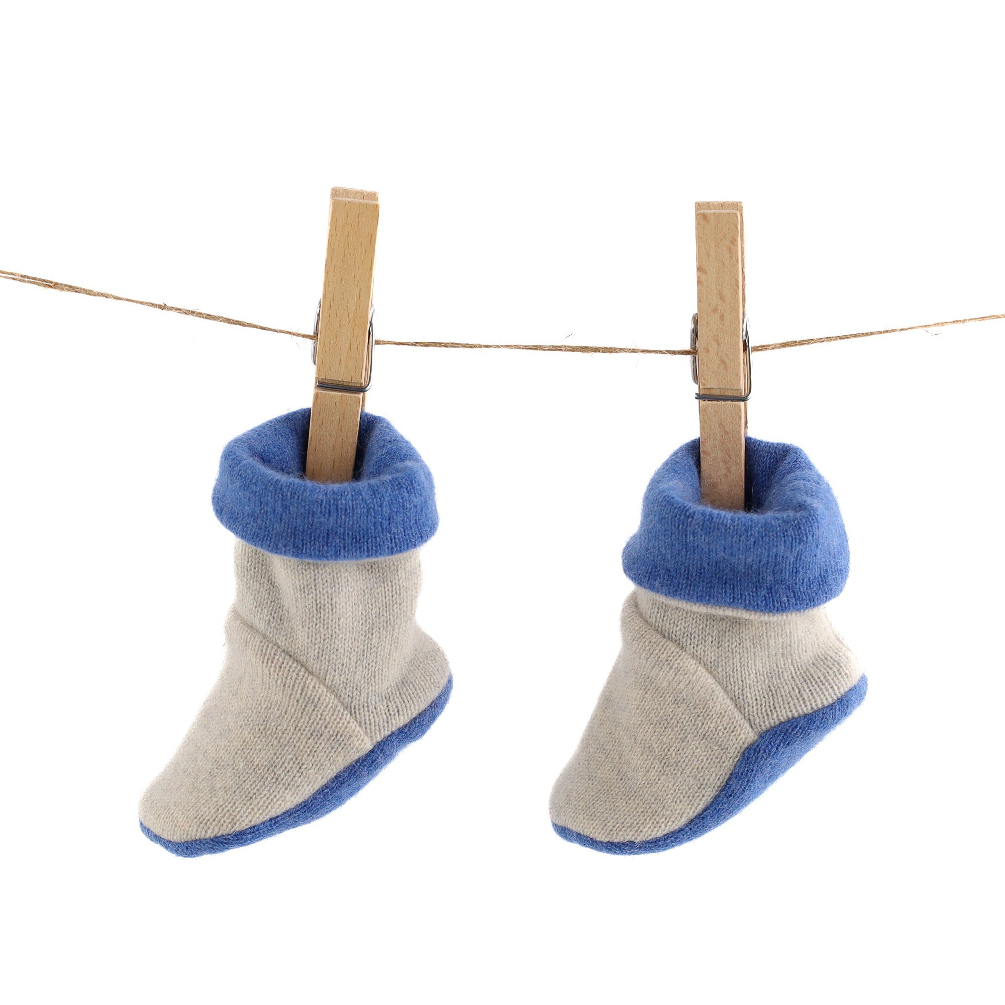 Smoke Grey and Denim Blue Cashmere Baby Boots
