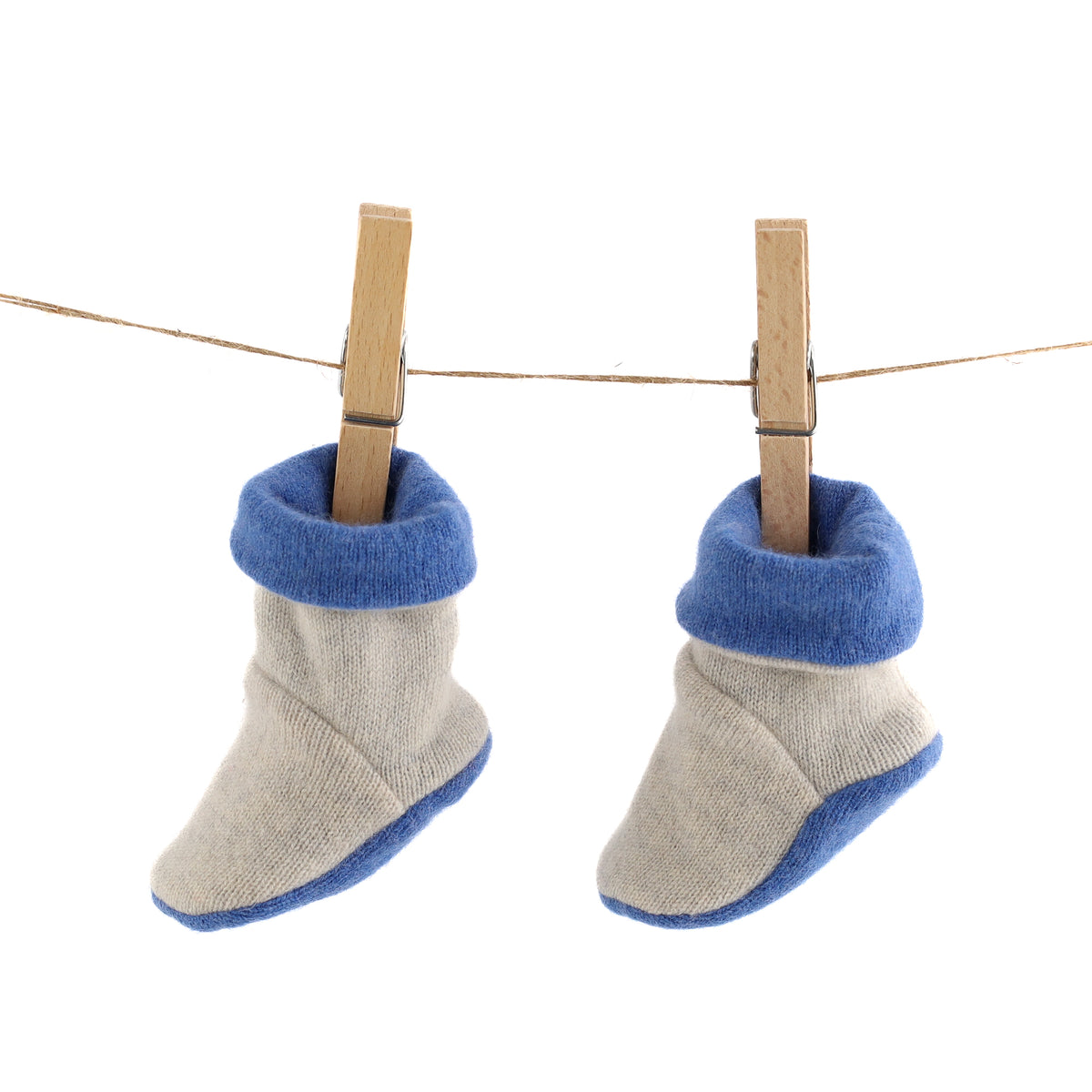 Smoke Grey and Denim Blue Cashmere Baby Boots
