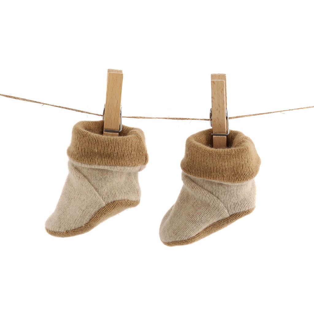 Oatmeal and Caramel Cashmere Baby Boots