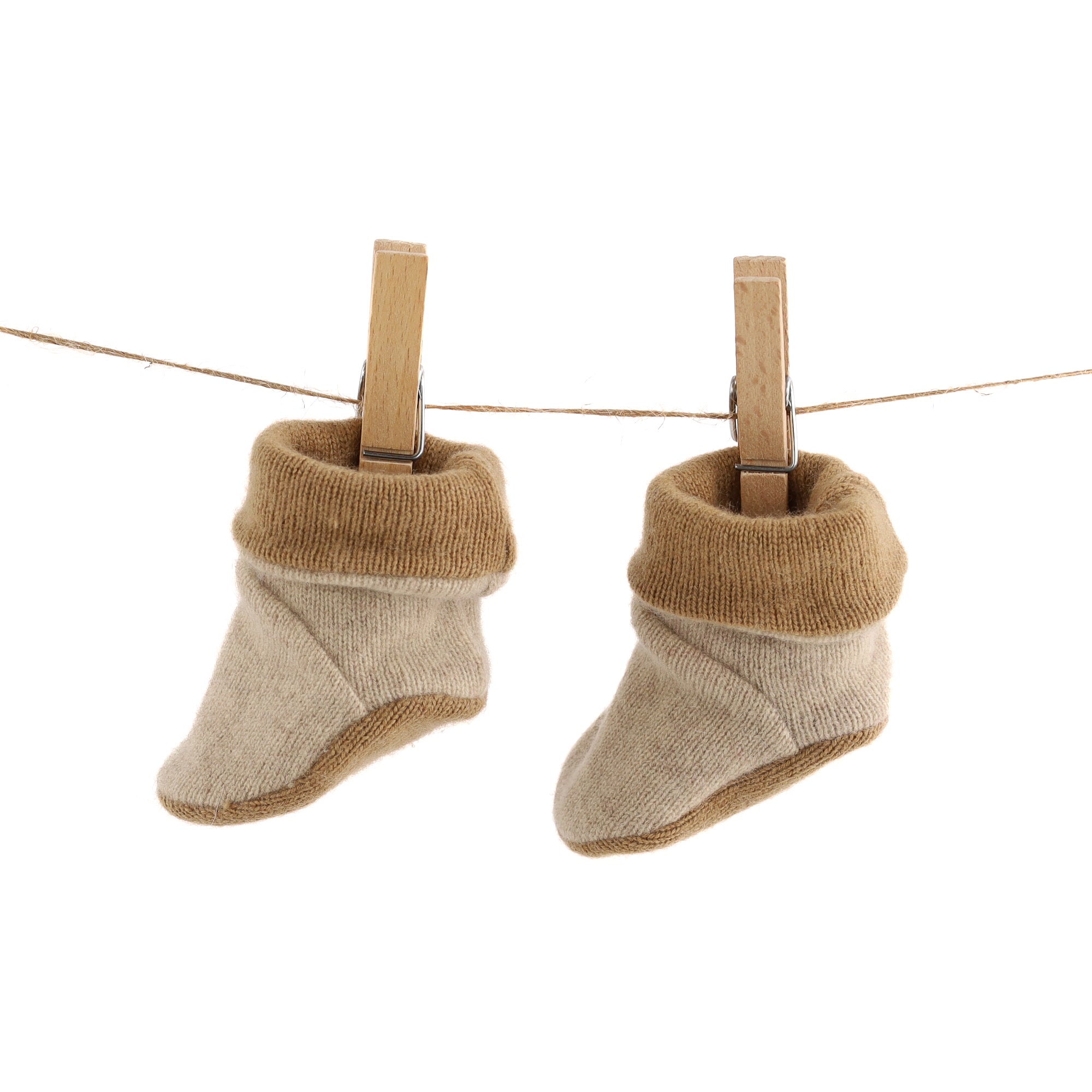Oatmeal and Caramel Cashmere Baby Boots