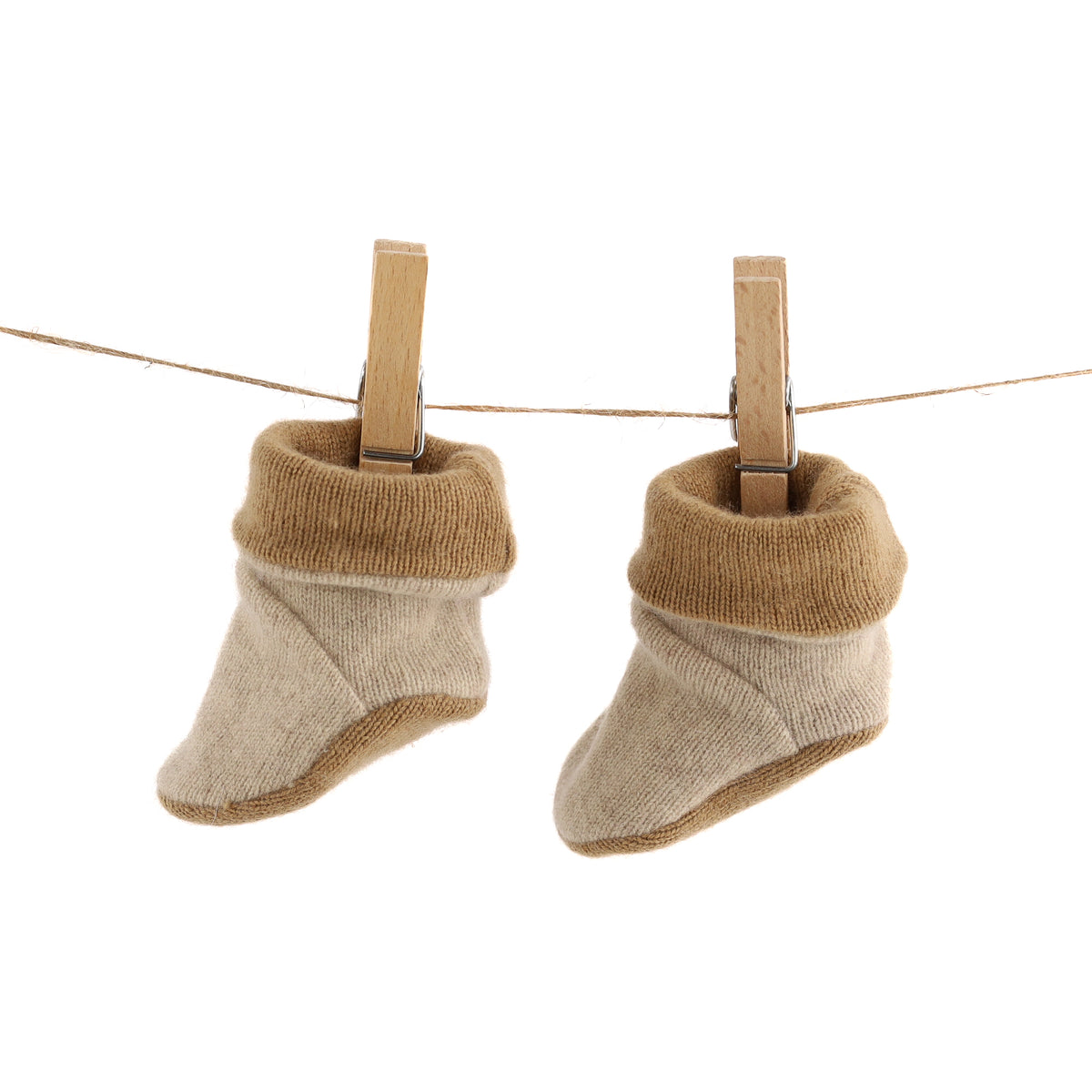 Oatmeal and Caramel Cashmere Baby Boots