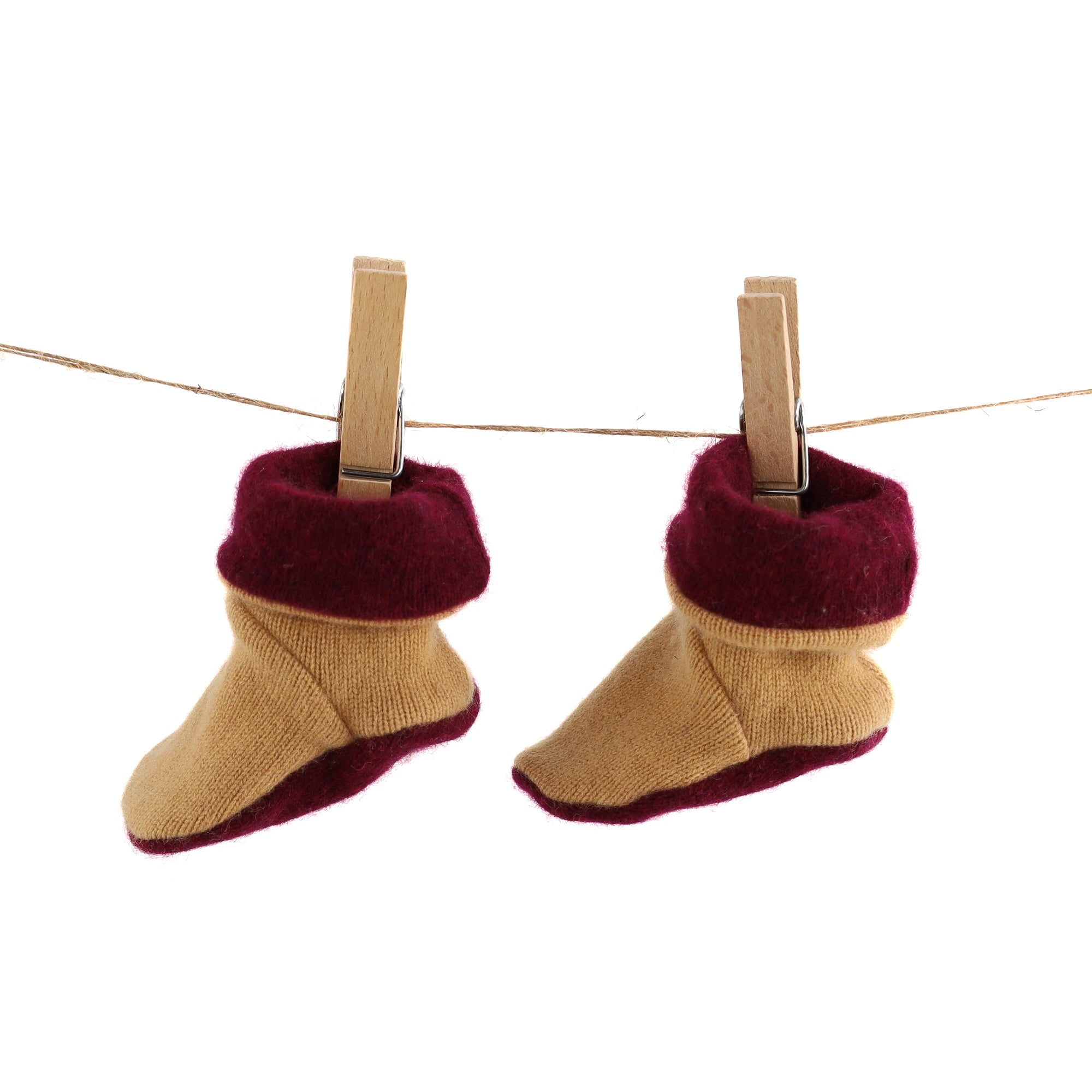 Mulberry and Camel Cashmere Baby Boots