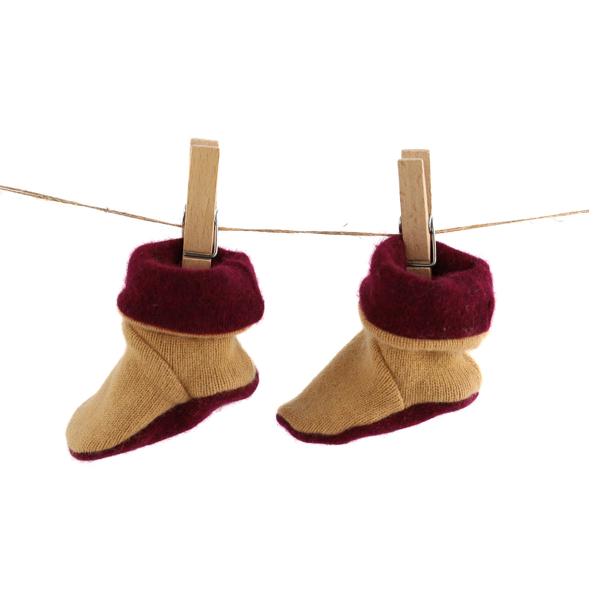 Mulberry and Camel Cashmere Baby Boots