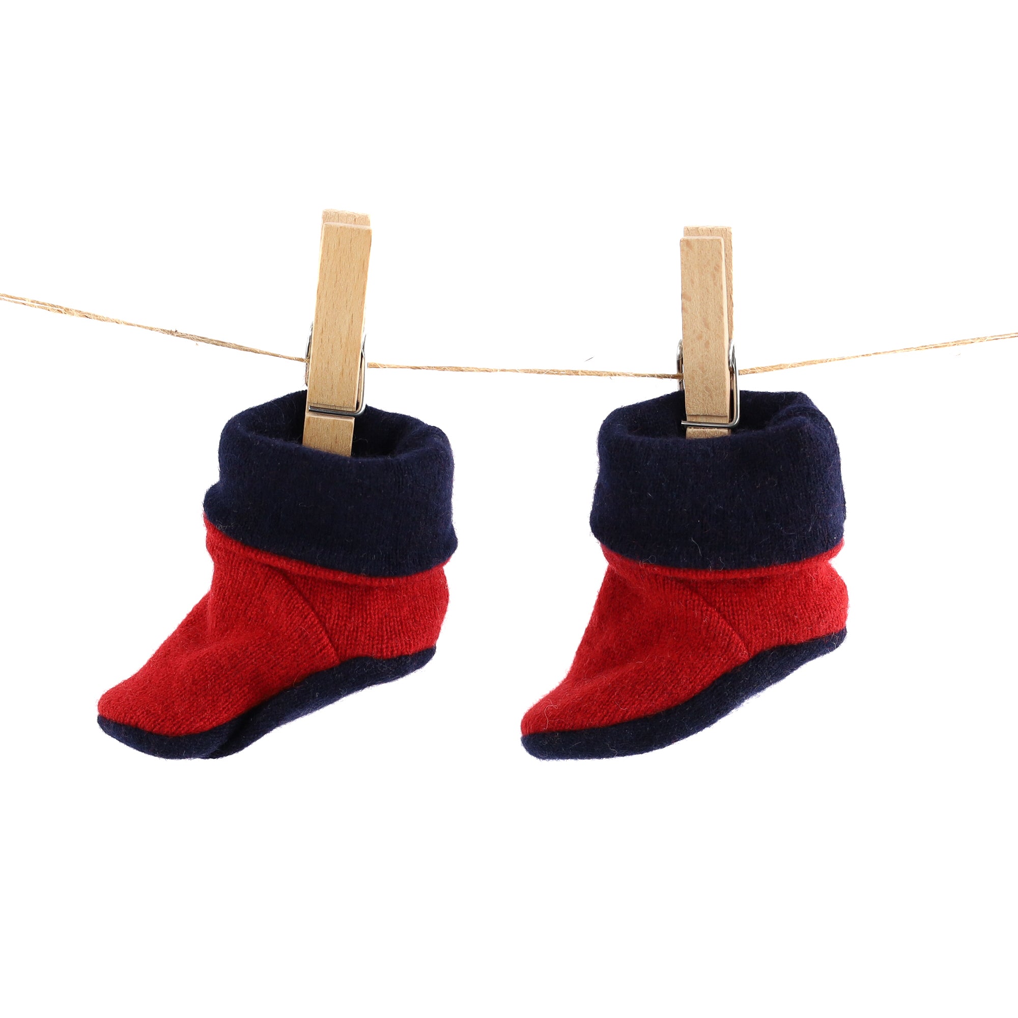 Post Box Red and Navy Cashmere Baby Boots